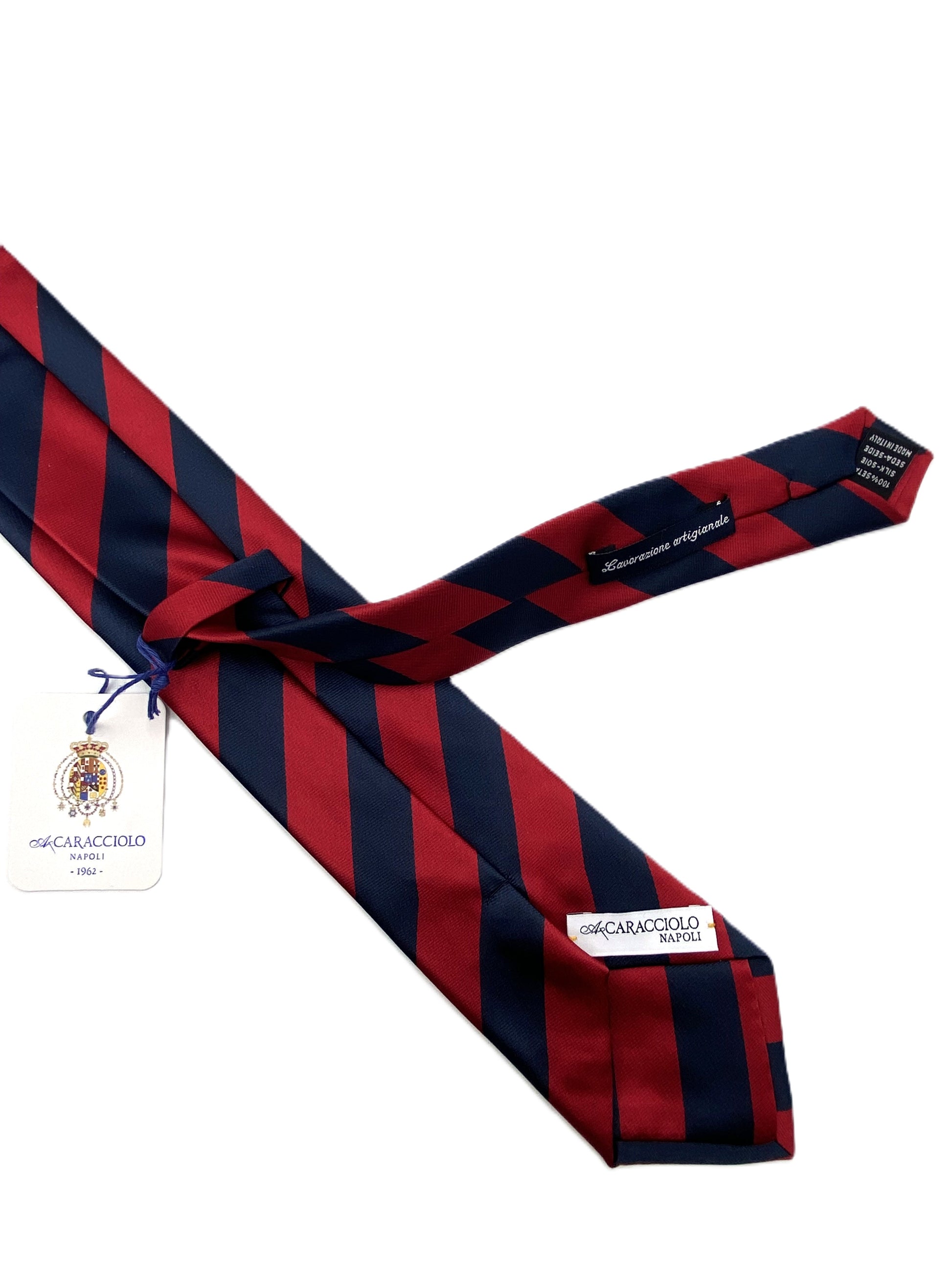 Cravatta Regimental Rosso/Blu in seta italiana A.Caracciolo
