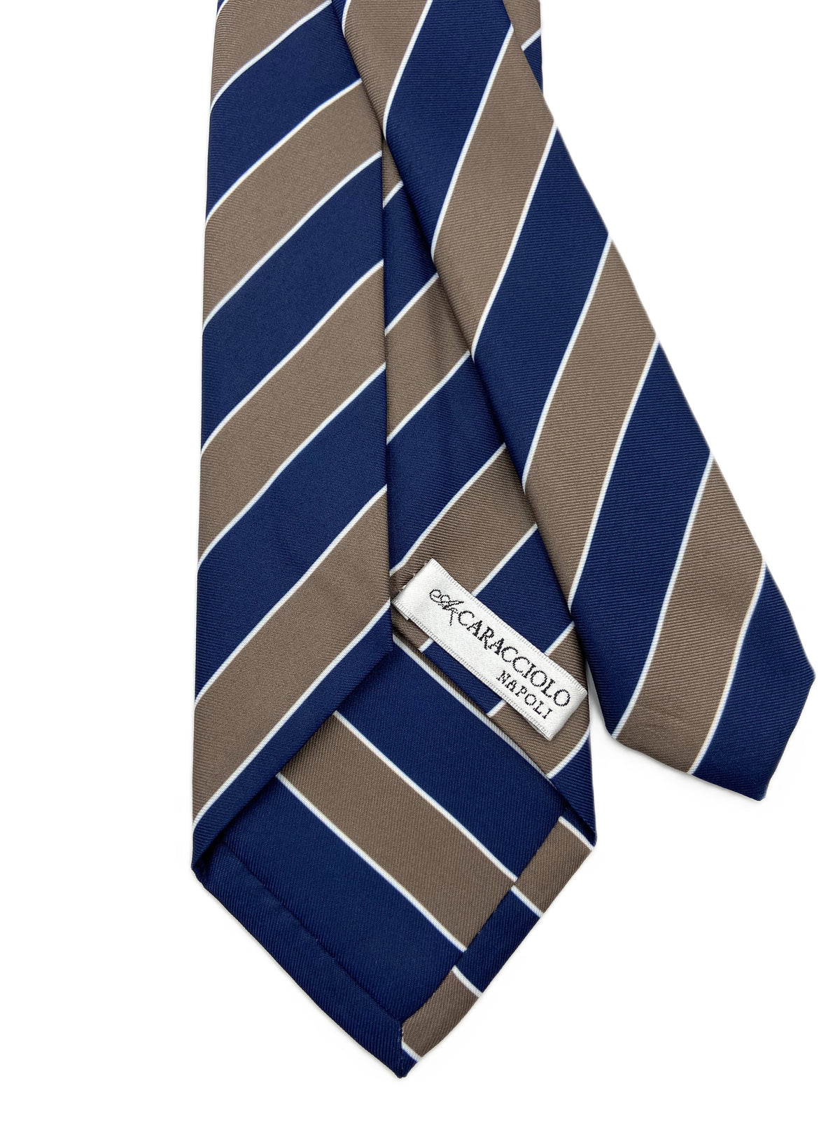 Cravatta 7 pieghe - Regimental Beige e Blu