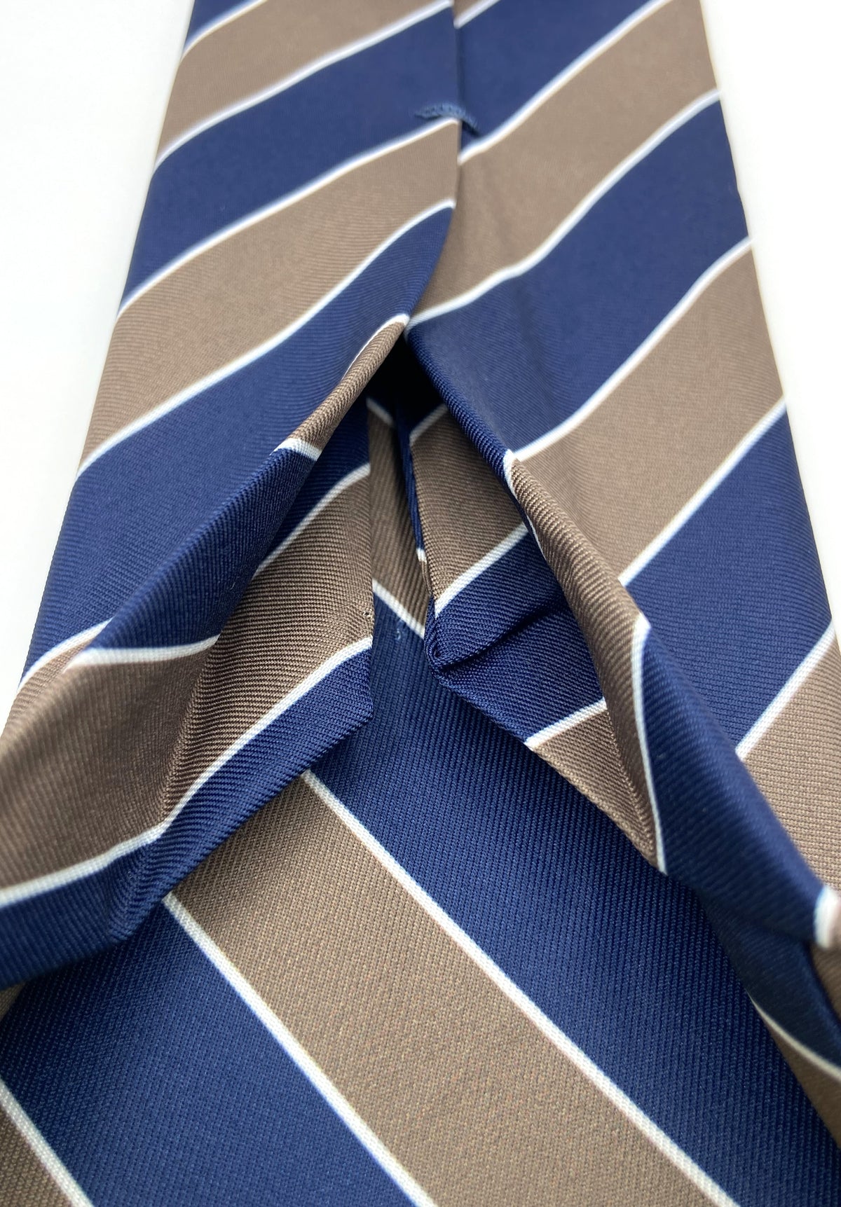 Cravatta 7 pieghe - Regimental Beige e Blu