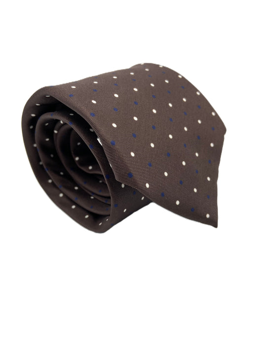 Cravatta Personalizzabile - Pois Marrone