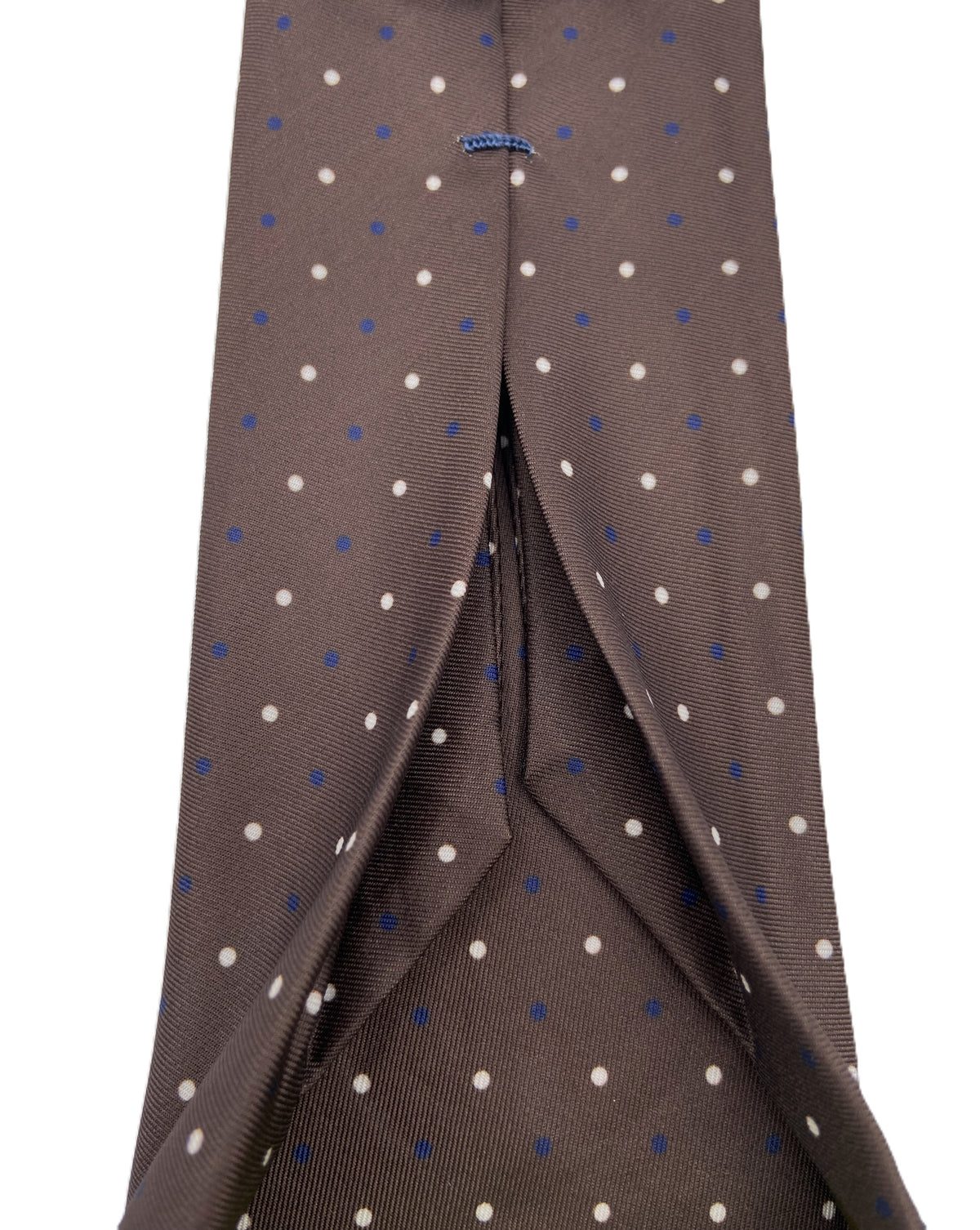 Cravatta 7 pieghe - Pois Marrone