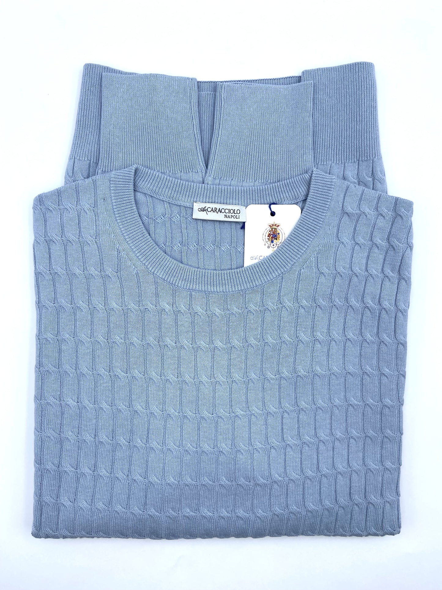 Maglia Girocollo - Intrecciata - 100% cotone | A.Caracciolo