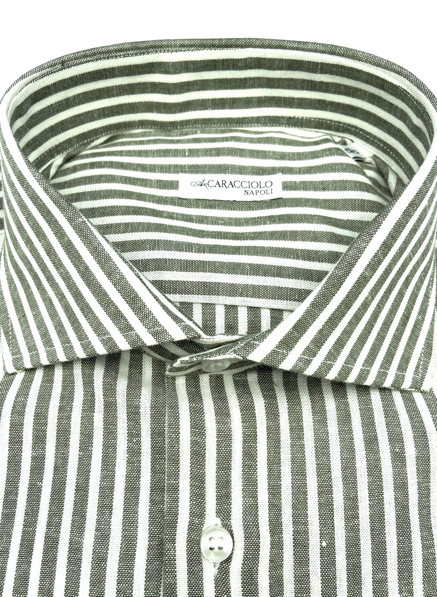 Camicia in 100% lino  - Bianco e Verde | A. Caracciolo
