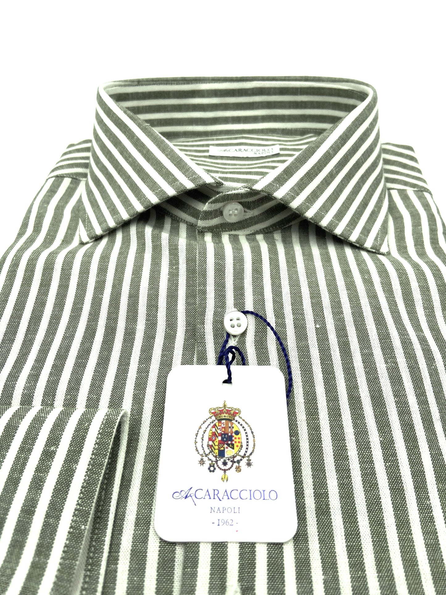 Camicia in 100% lino  - Bianco e Verde | A. Caracciolo