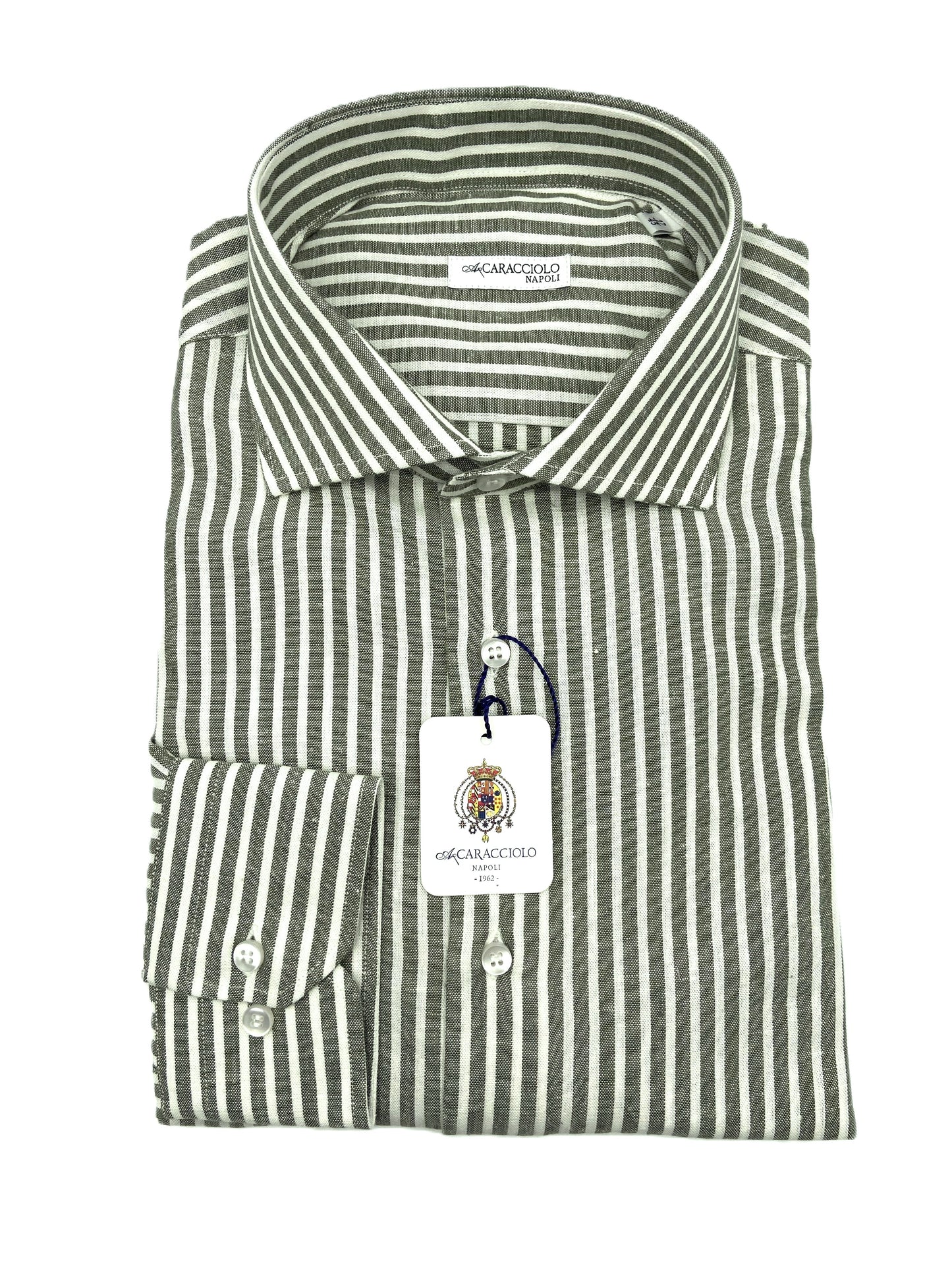 Camicia in 100% lino  - Bianco e Verde | A. Caracciolo