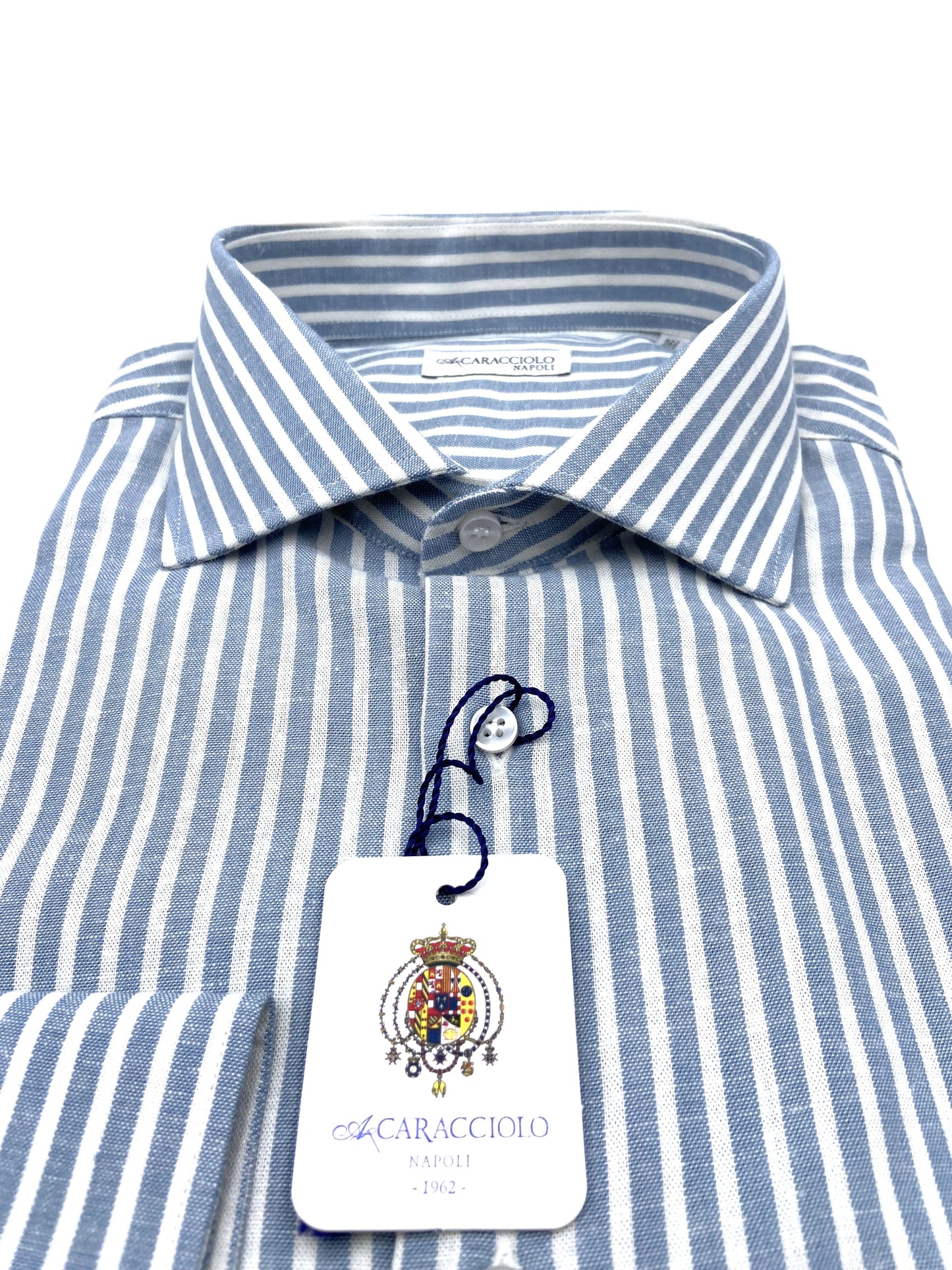 Camicia in 100% lino  - Bianco e Azzurro | A. Caracciolo