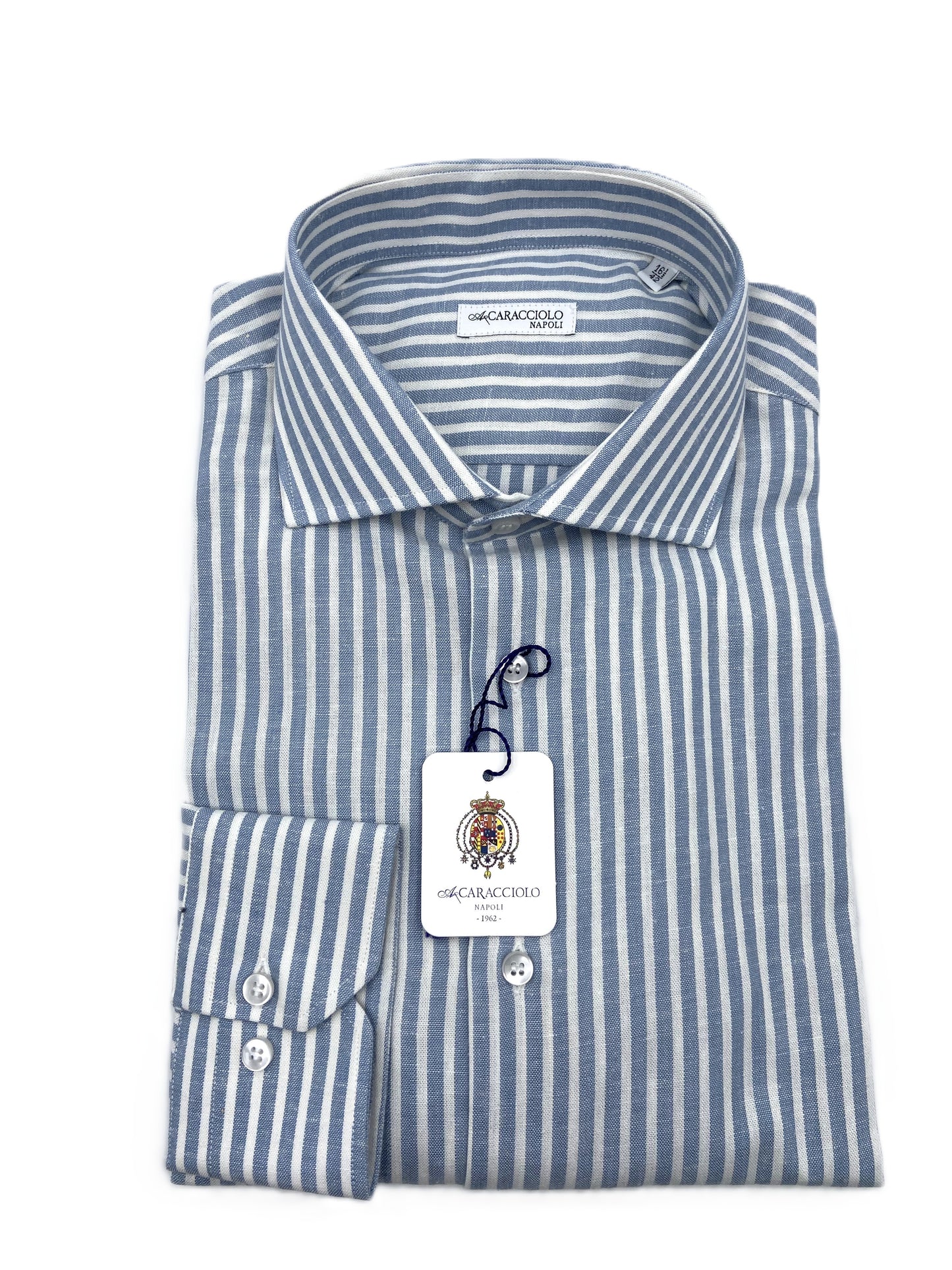 Camicia in 100% lino  - Bianco e Azzurro | A. Caracciolo
