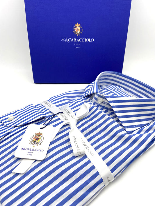 Camicia in 100% cotone - 500 Righe Bluette & Bianco | A. Caracciolo