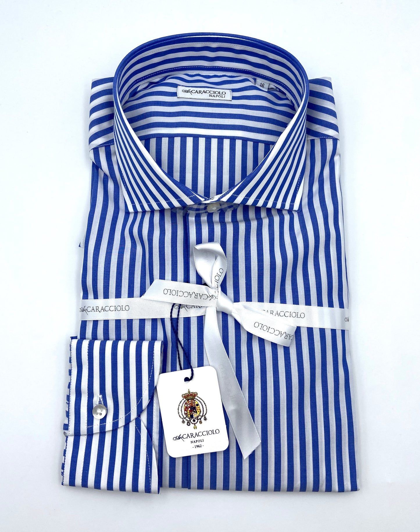 Camicia in 100% cotone - 500 Righe Bluette & Bianco | A. Caracciolo