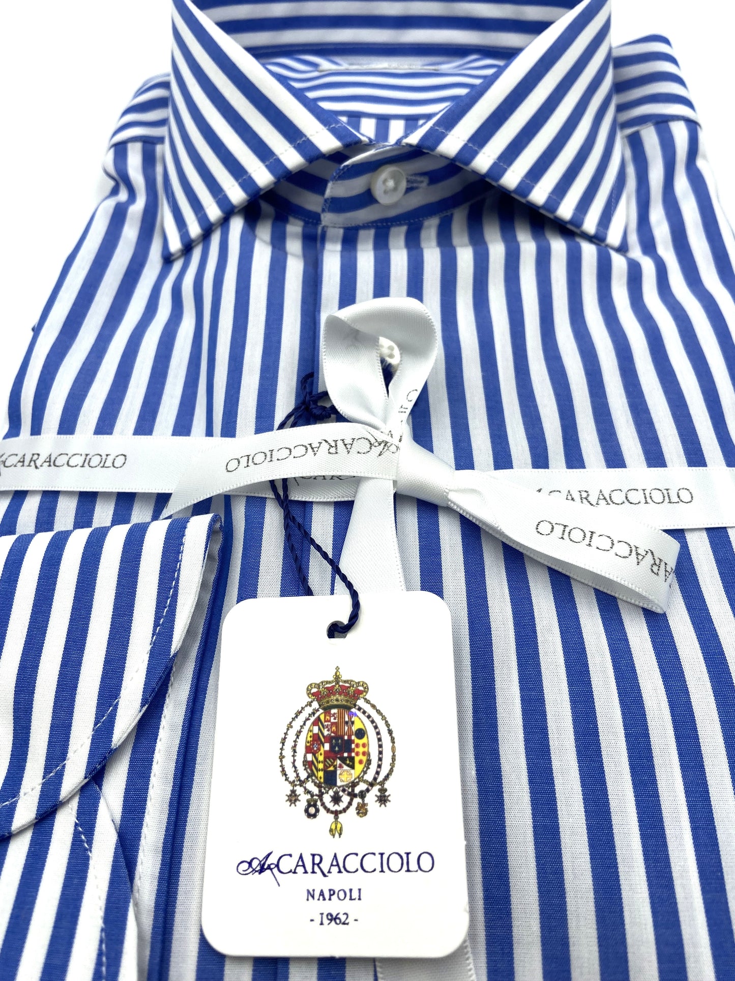 Camicia in 100% cotone - 500 Righe Bluette & Bianco | A. Caracciolo