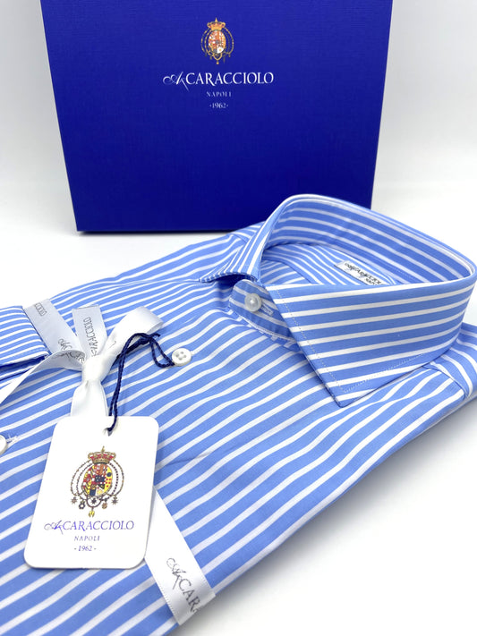 Camicia in 100% cotone - righe larghe Azzurro & Bianco | A. Caracciolo