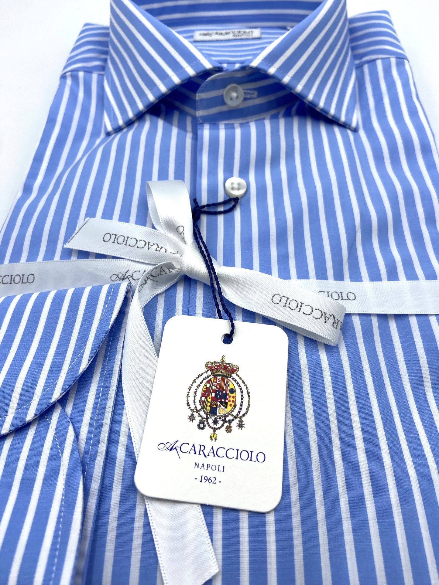 Camicia in 100% cotone - righe larghe Azzurro & Bianco | A. Caracciolo