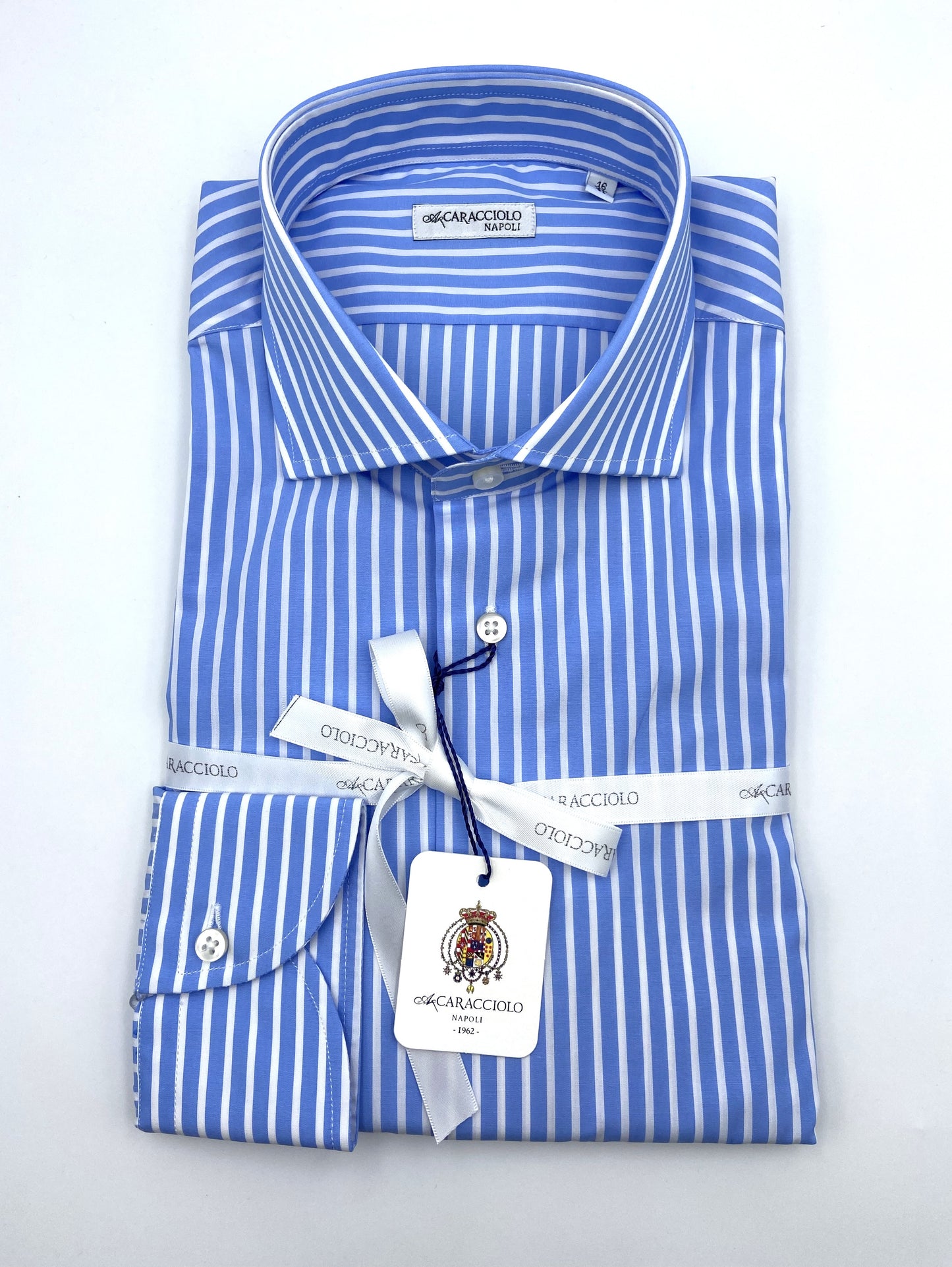 Camicia in 100% cotone - righe larghe Azzurro & Bianco | A. Caracciolo