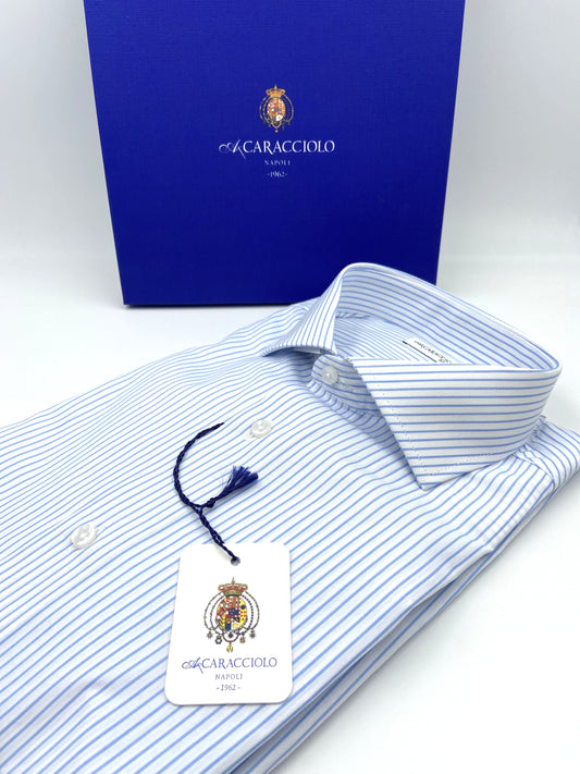 Camicia in 100% cotone - 1000 righe larghe Azzurro & Bianco | A. Caracciolo
