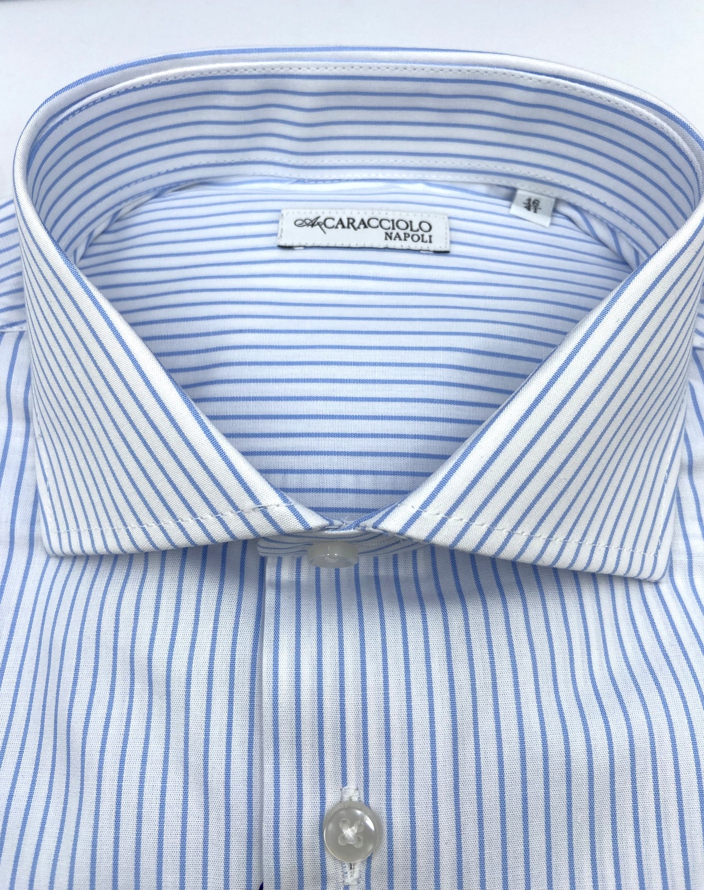 Camicia in 100% cotone - 1000 righe larghe Azzurro & Bianco | A. Caracciolo