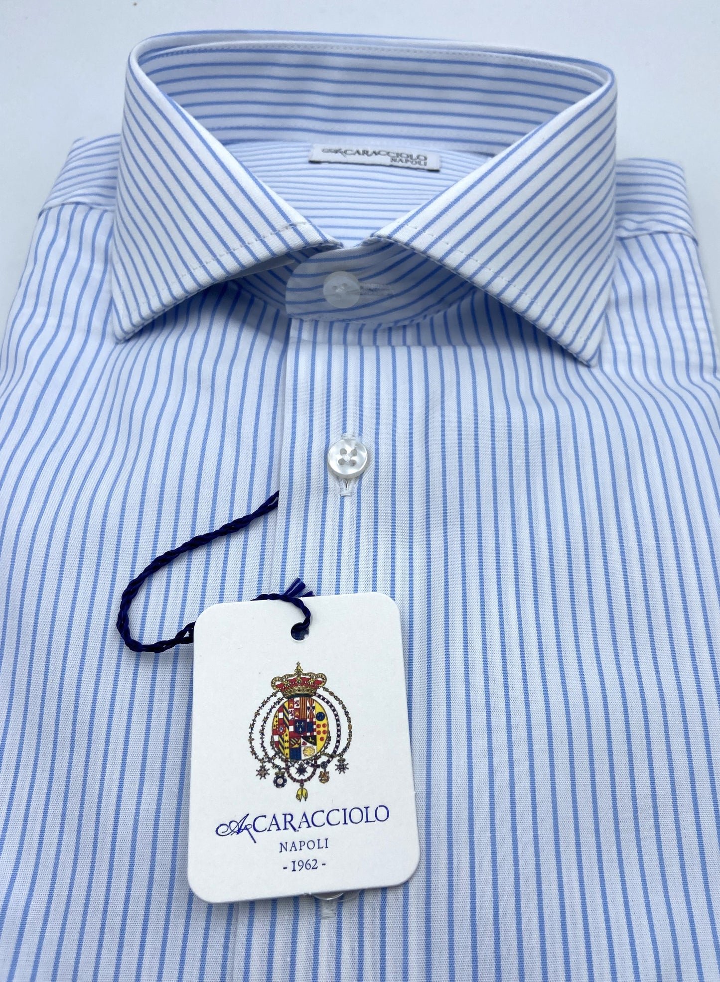 Camicia in 100% cotone - 1000 righe larghe Azzurro & Bianco | A. Caracciolo