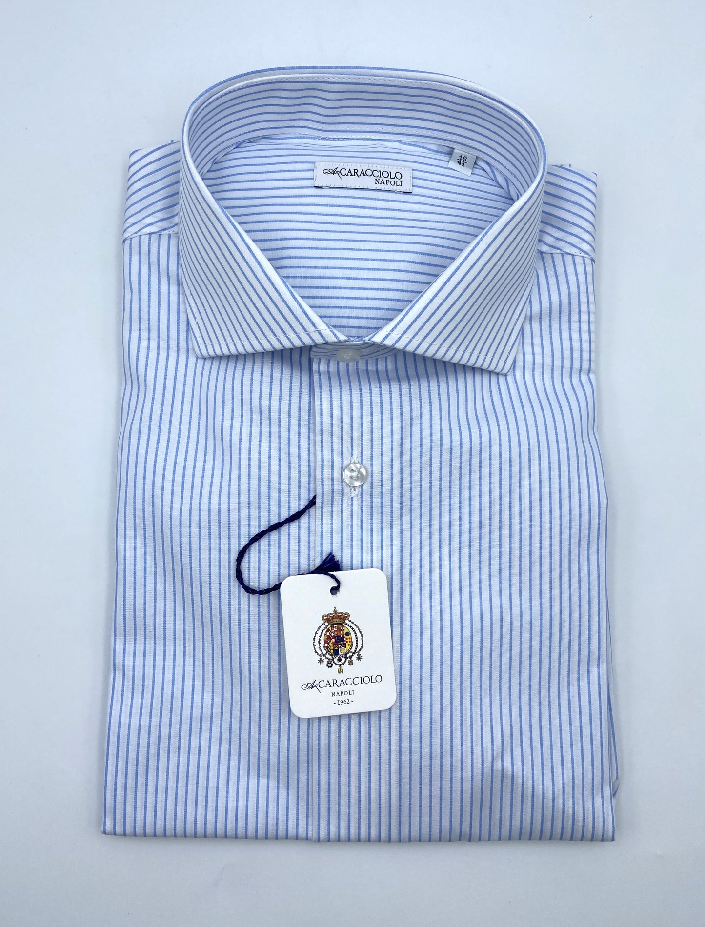 Camicia in 100% cotone - 1000 righe larghe Azzurro & Bianco | A. Caracciolo