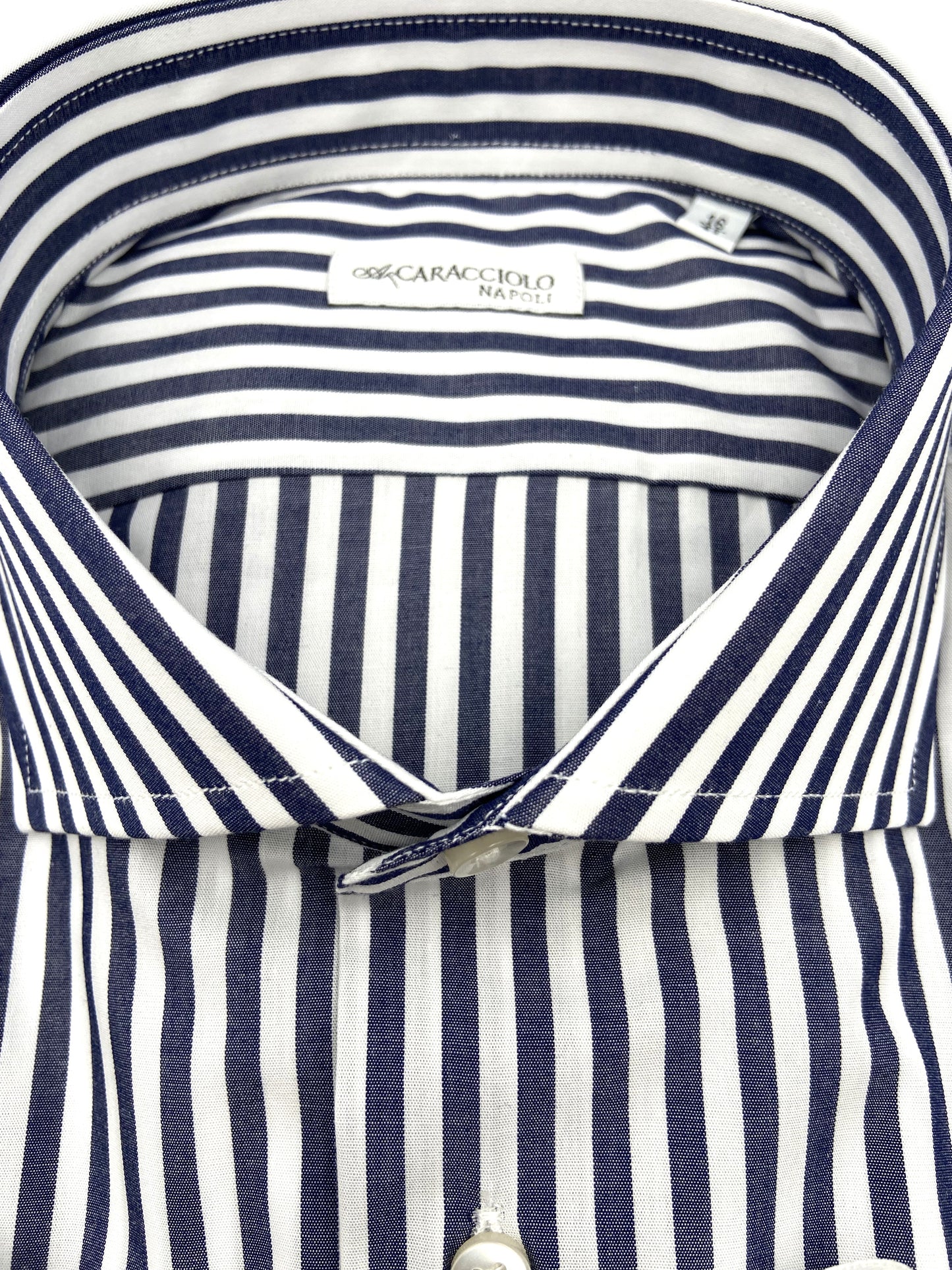 Camicia in 100% cotone - 500 Righe Blu Scuro & Bianco | A. Caracciolo