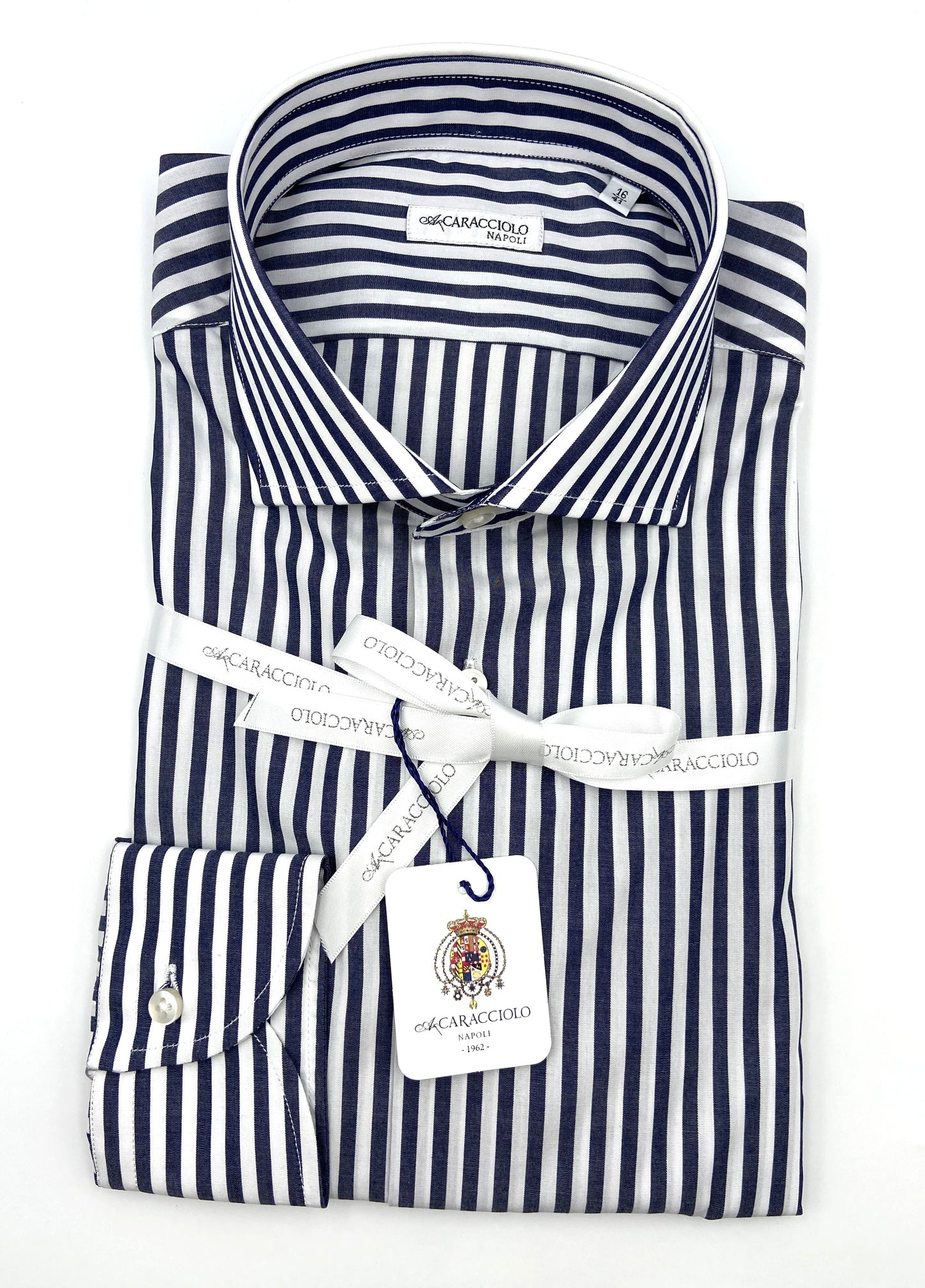 Camicia in 100% cotone - 500 Righe Blu Scuro & Bianco | A. Caracciolo
