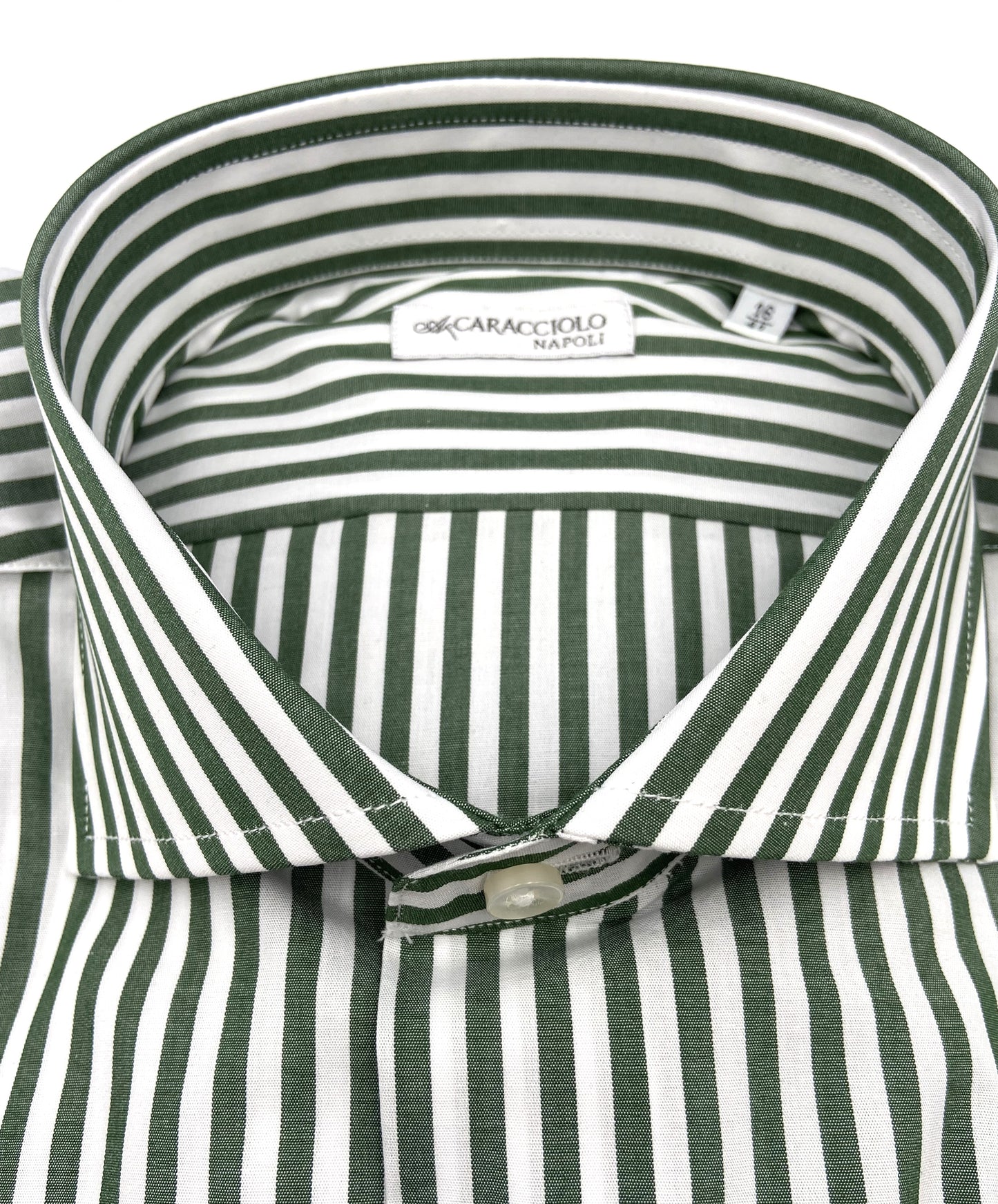 Camicia in 100% cotone - 500 Righe Verde Oliva & Bianco | A. Caracciolo