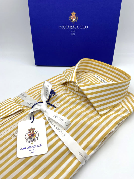 Camicia in 100% cotone - 500 Righe Giallo & Bianco | A. Caracciolo