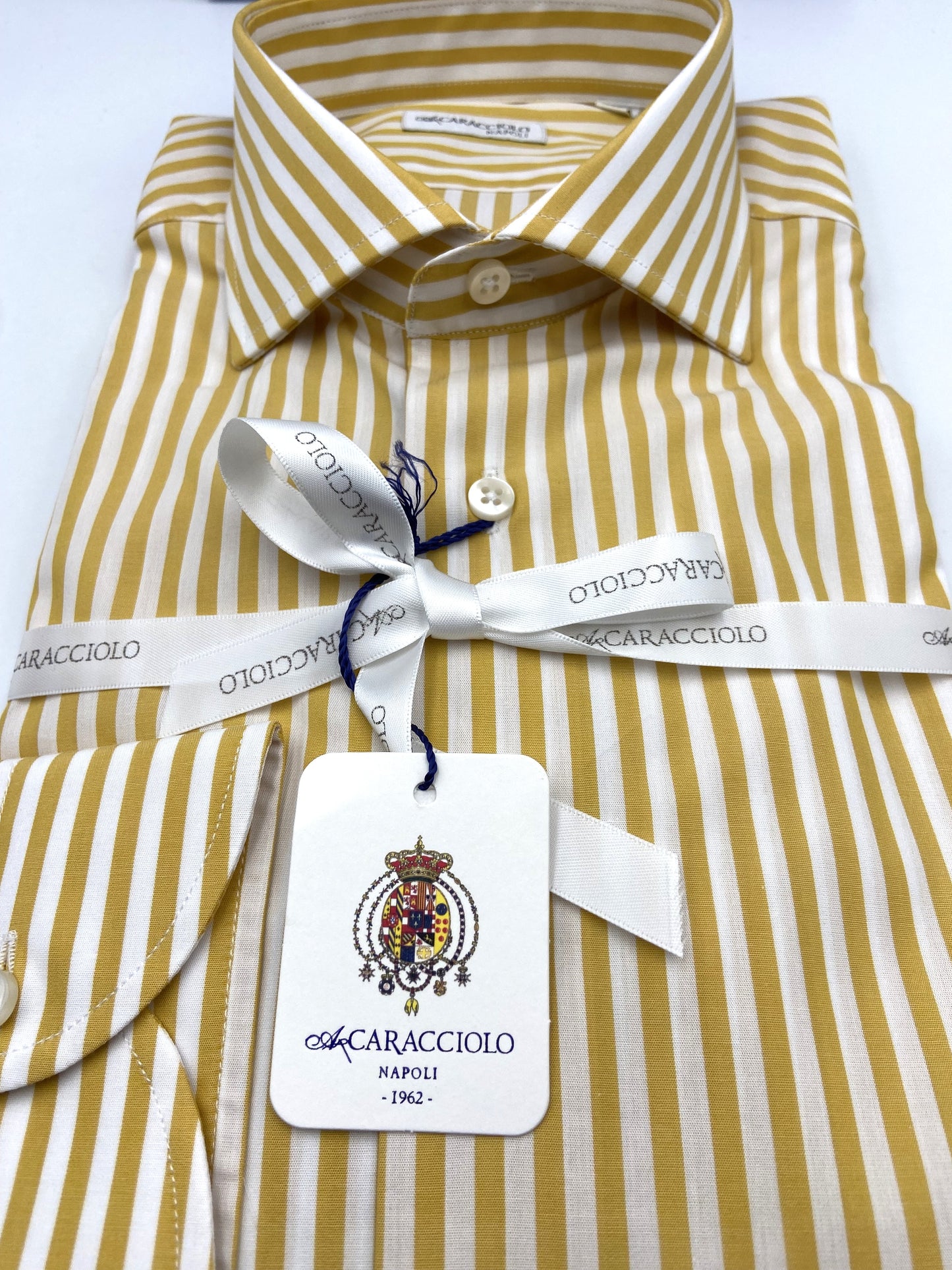 Camicia in 100% cotone - 500 Righe Giallo & Bianco | A. Caracciolo