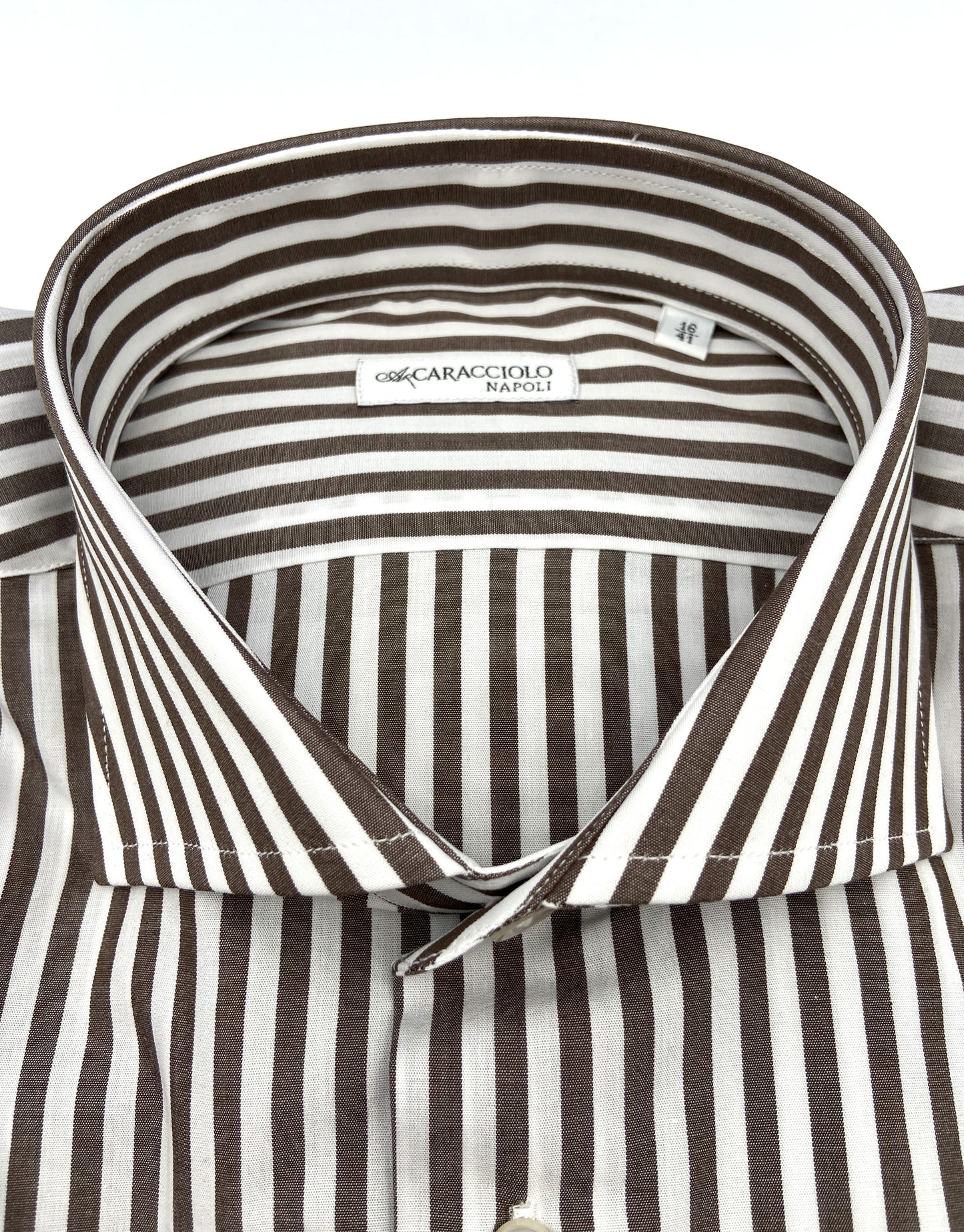 Camicia in 100% cotone - 500 Righe Marrone & Bianco | A. Caracciolo