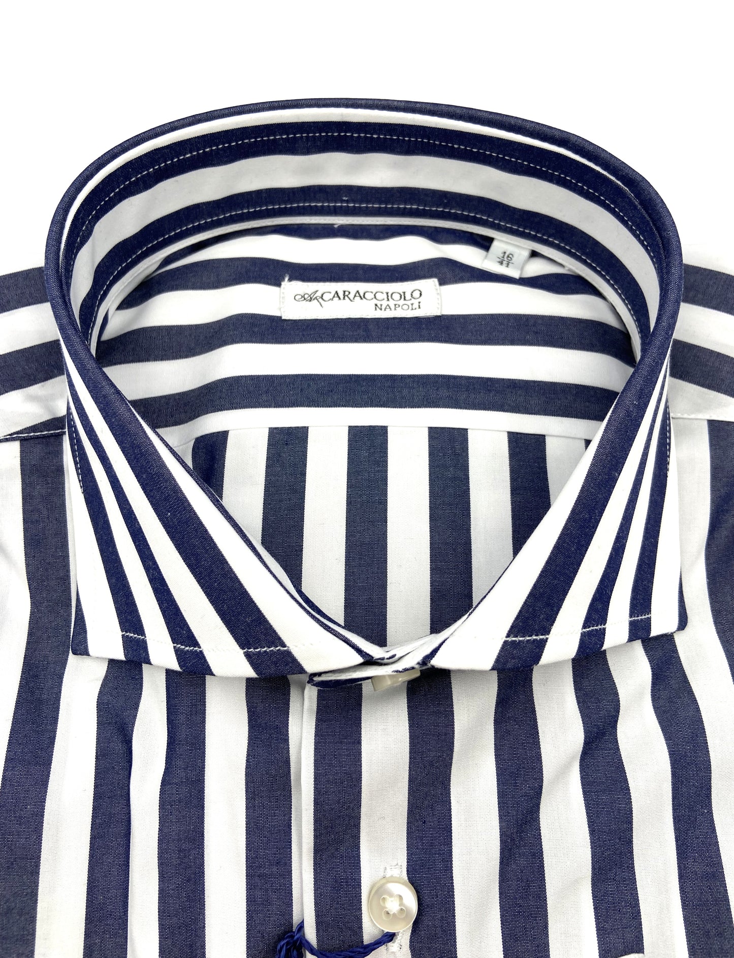 Camicia in 100% cotone - Fascia larga Blu & Bianco | A. Caracciolo