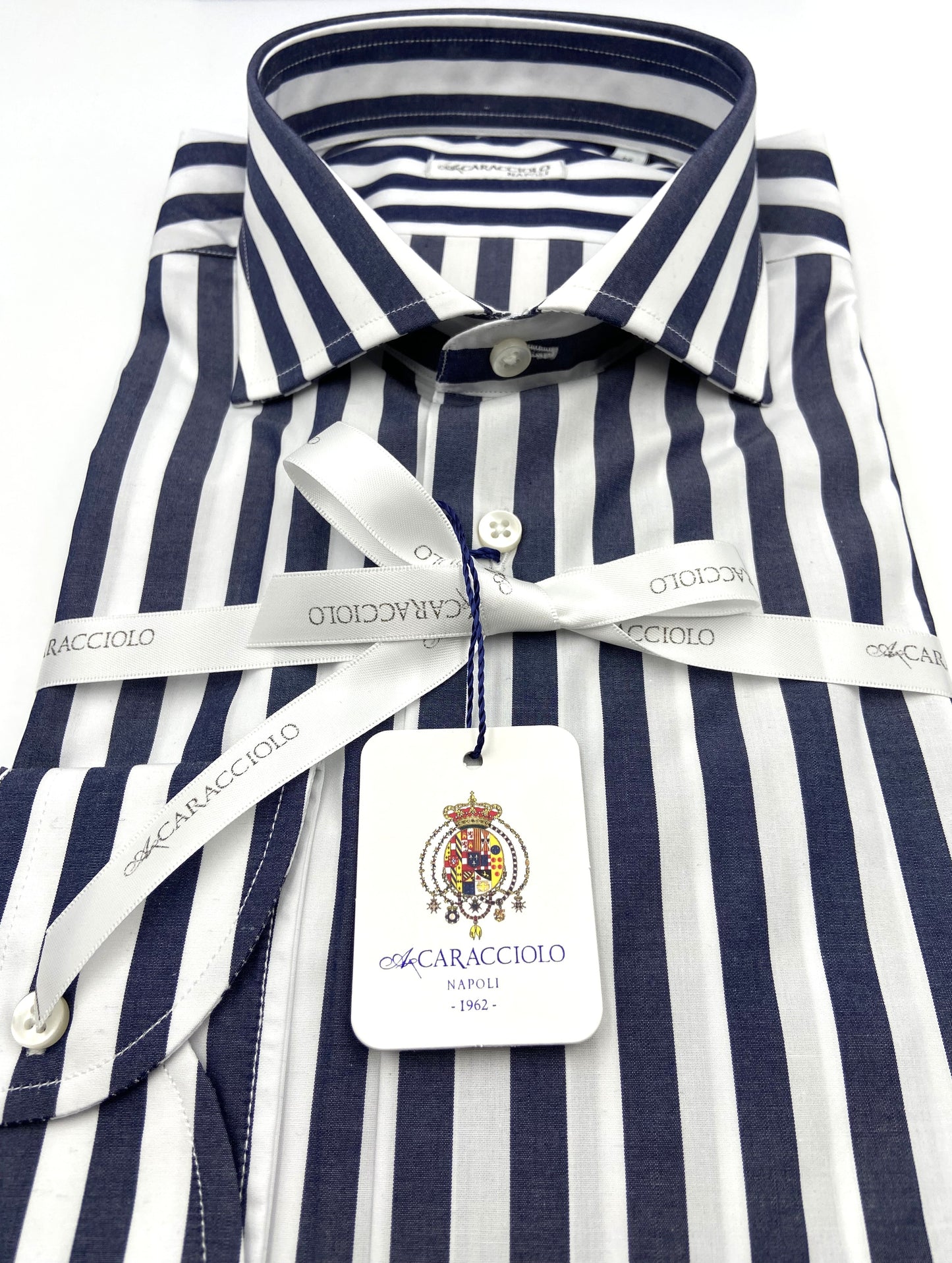Camicia in 100% cotone - Fascia larga Blu & Bianco | A. Caracciolo