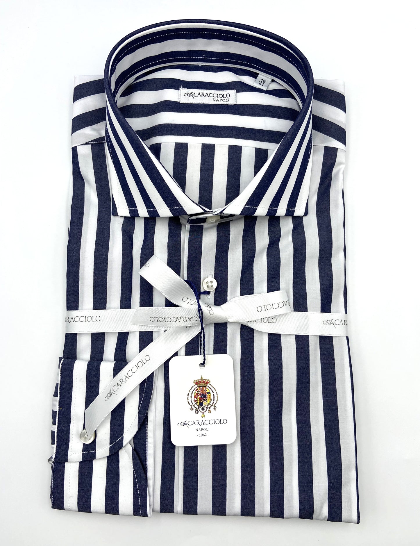 Camicia in 100% cotone - Fascia larga Blu & Bianco | A. Caracciolo