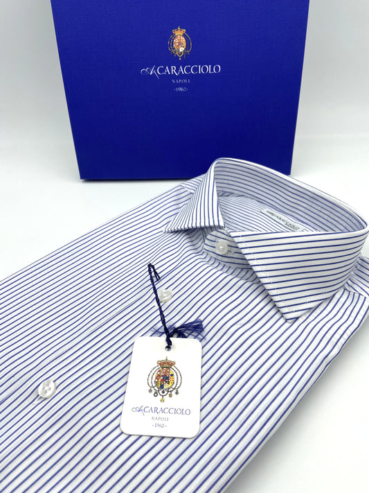 Camicia in 100% cotone - 1000 righe larghe Blu & Bianco | A. Caracciolo