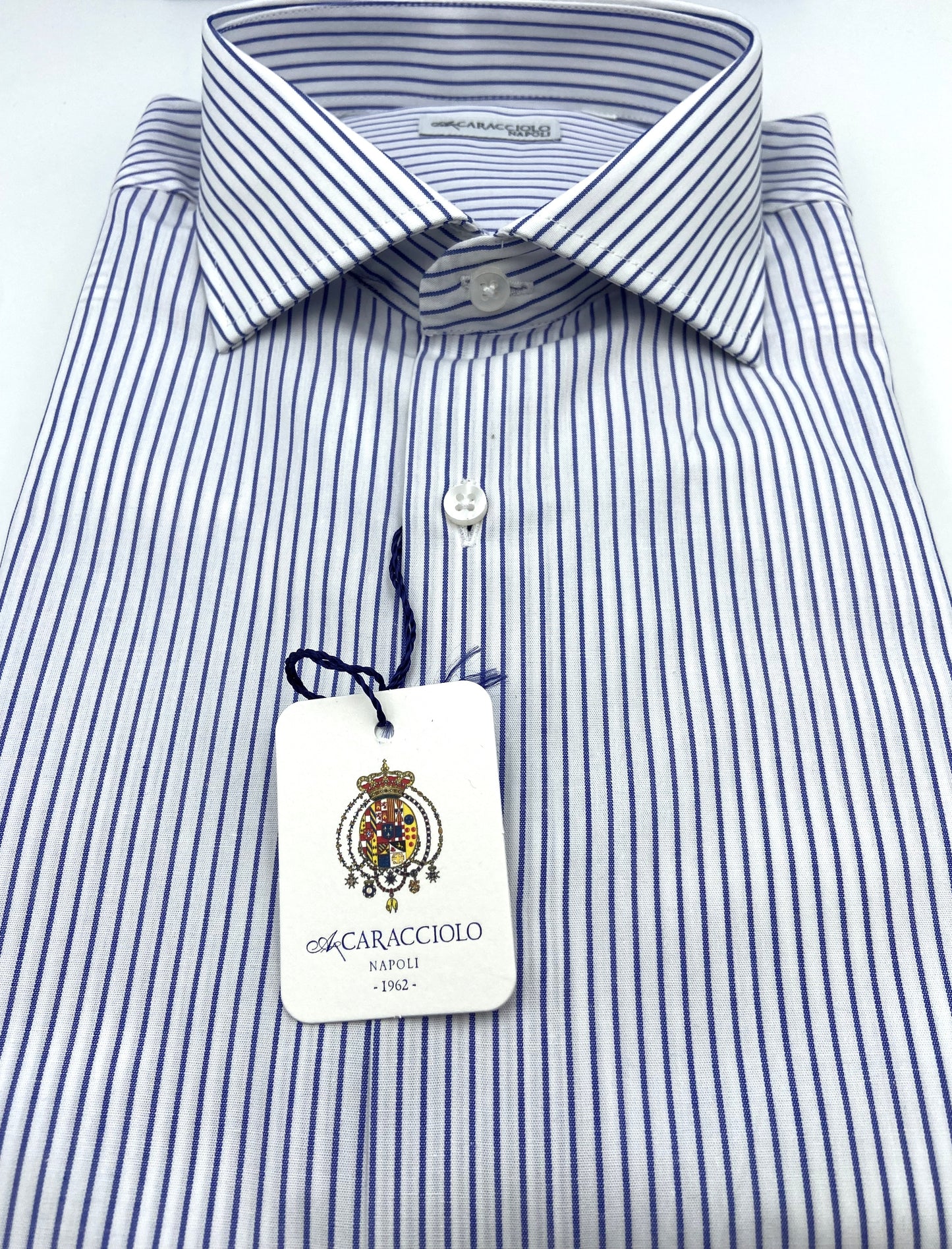 Camicia in 100% cotone - 1000 righe larghe Blu & Bianco | A. Caracciolo