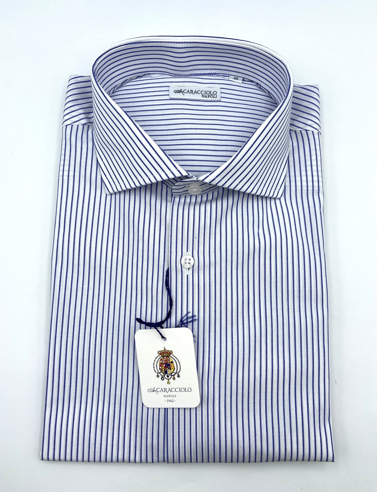 Camicia in 100% cotone - 1000 righe larghe Blu & Bianco | A. Caracciolo