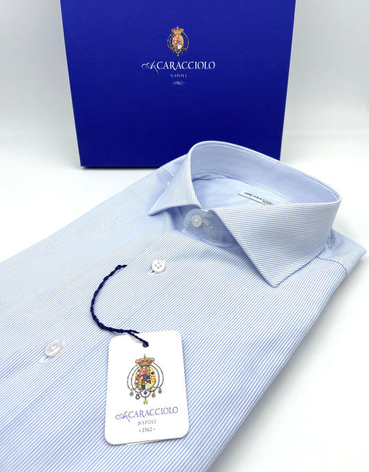 Camicia in 100% cotone - 1000 righe sottile Azzurro & Bianco | A. Caracciolo