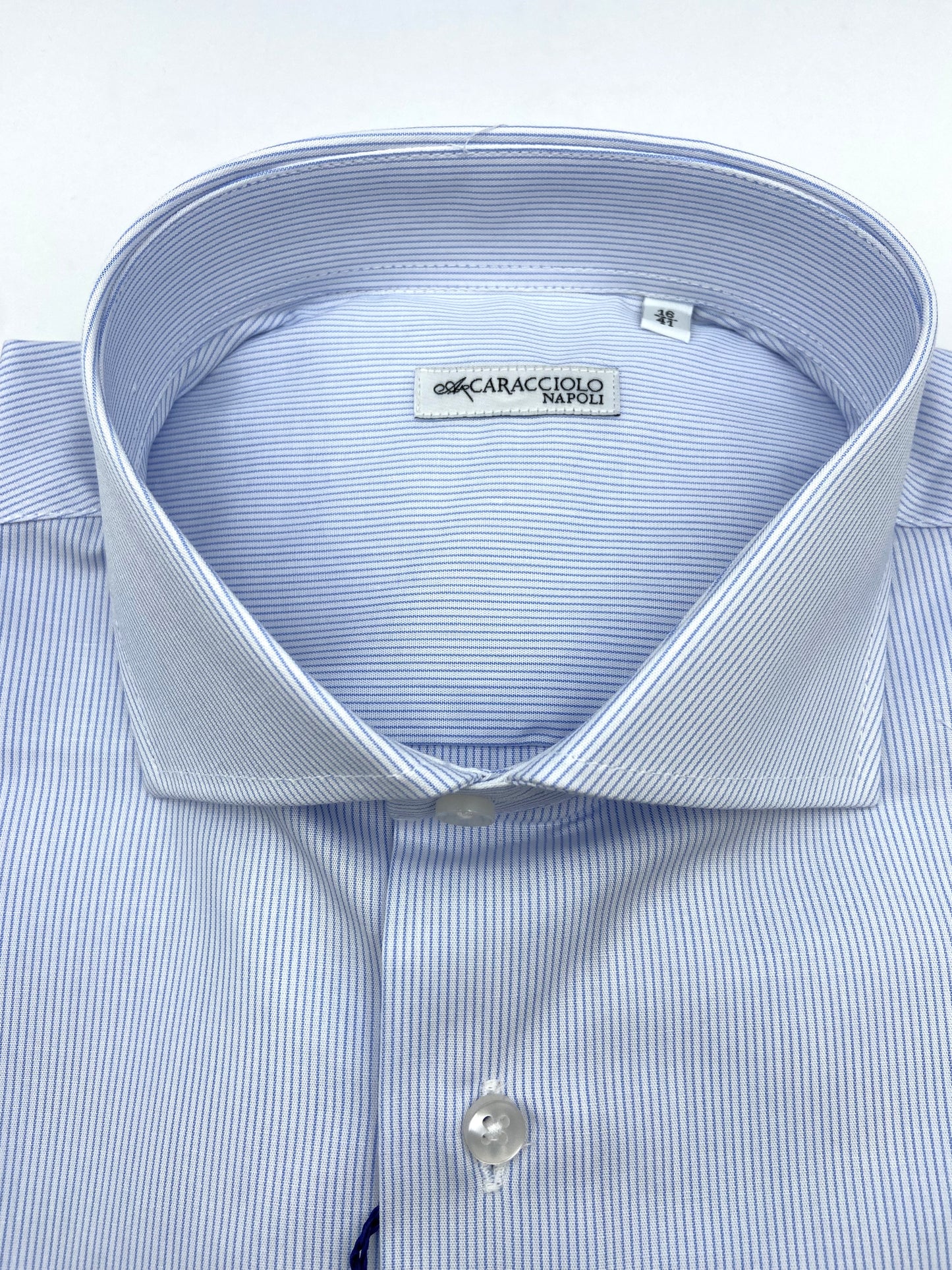 Camicia in 100% cotone - 1000 righe sottile Azzurro & Bianco | A. Caracciolo