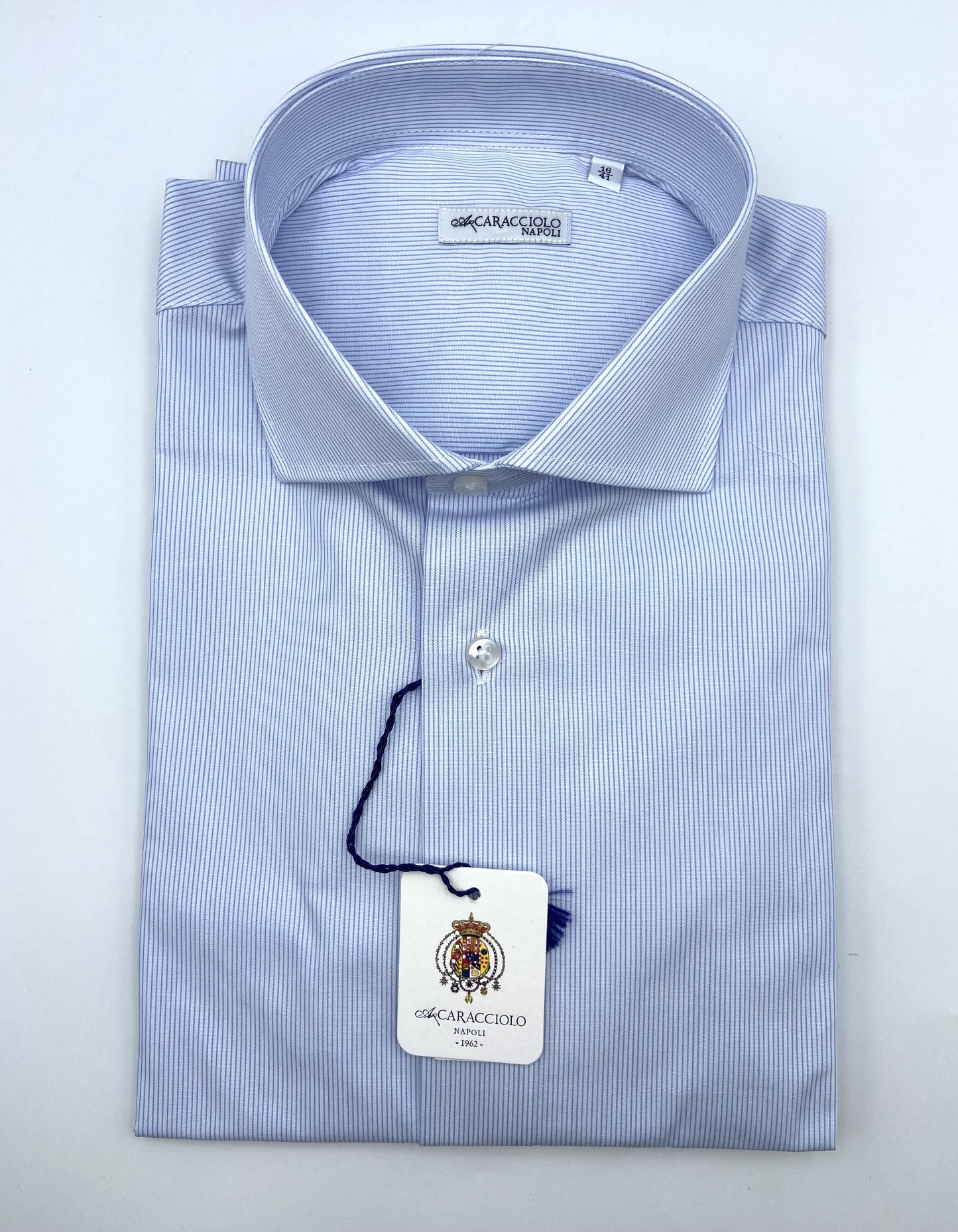Camicia in 100% cotone - 1000 righe sottile Azzurro & Bianco | A. Caracciolo