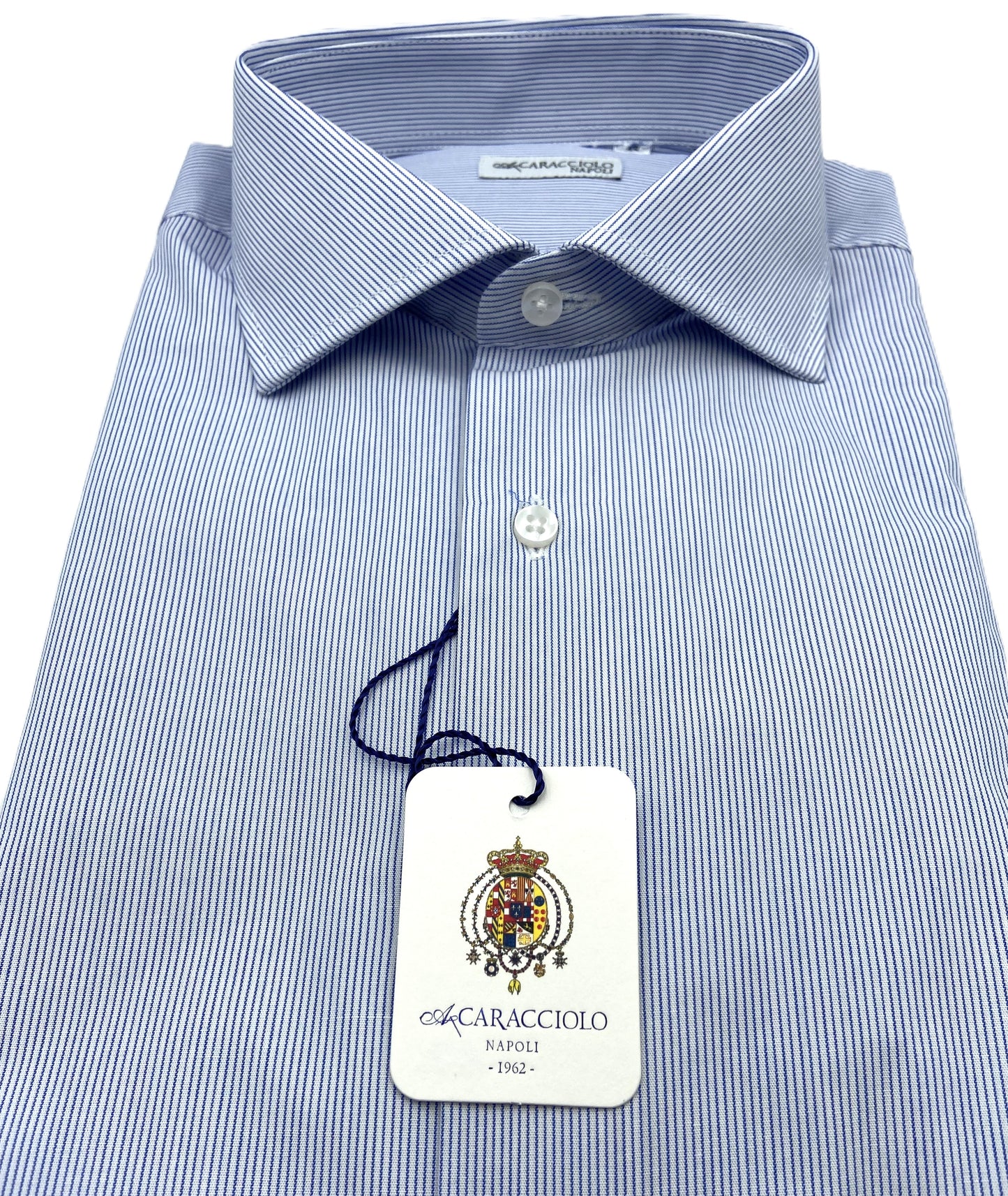 Camicia in 100% cotone - 1000 righe sottile Blu & Bianco | A. Caracciolo