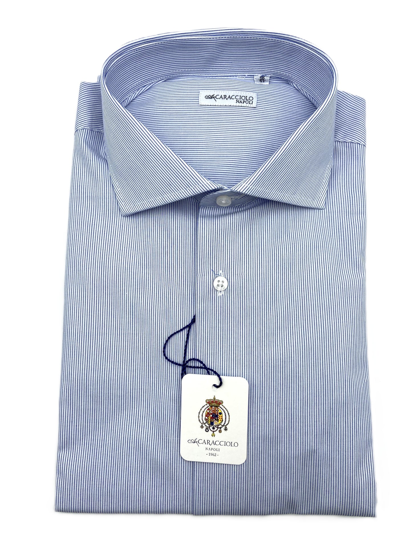 Camicia in 100% cotone - 1000 righe sottile Blu & Bianco | A. Caracciolo