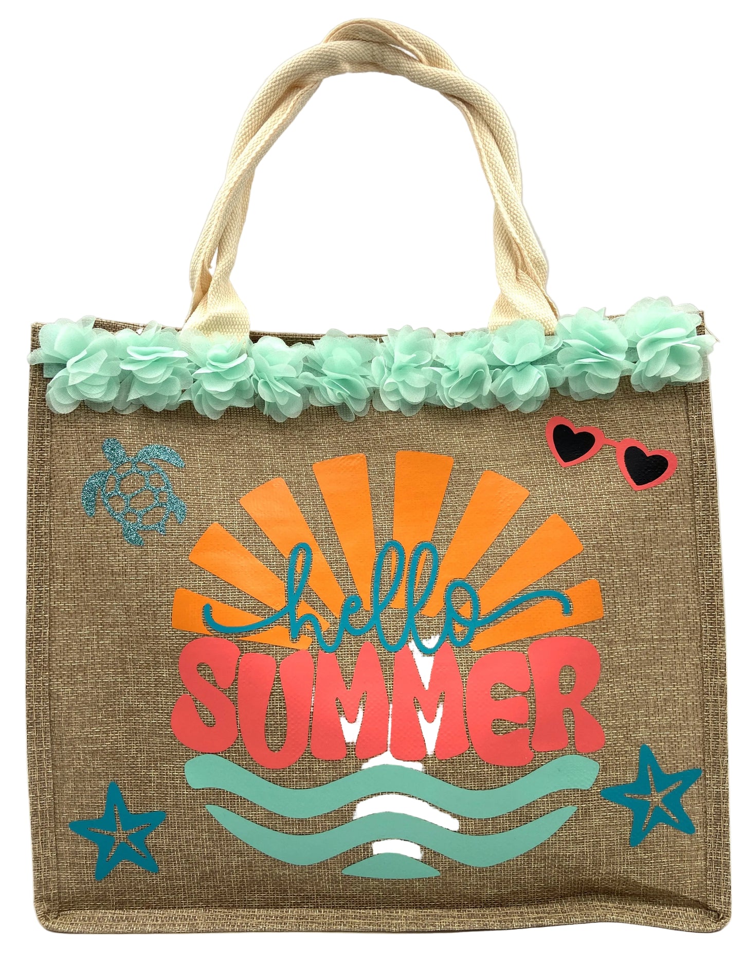 Borsa Mare in Iuta con Pochette Abbinata - Acqua Marina
