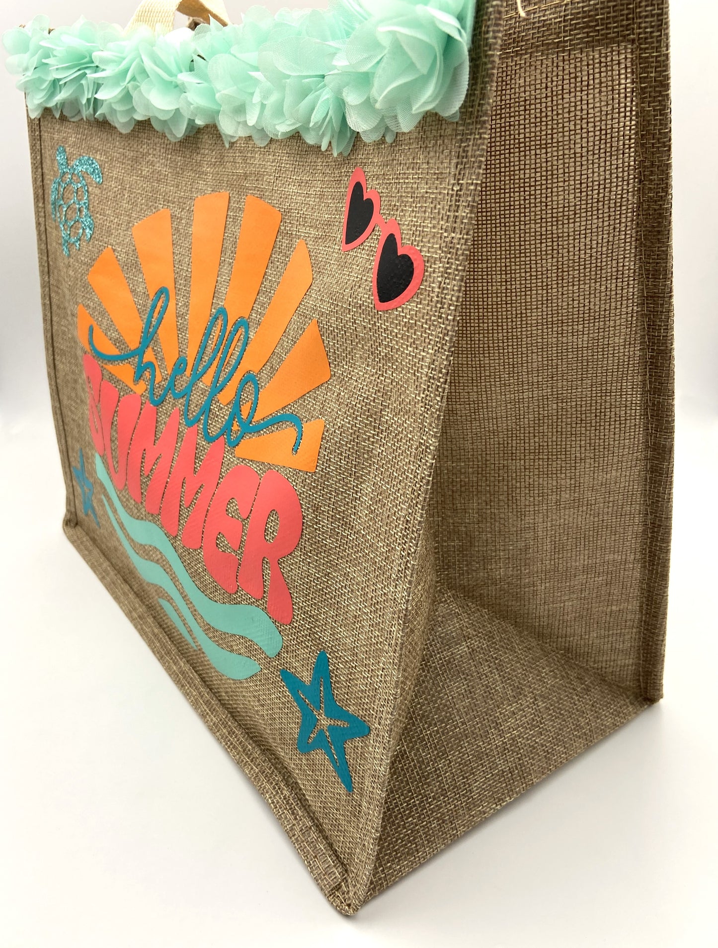 Borsa Mare in Iuta con Pochette Abbinata - Acqua Marina