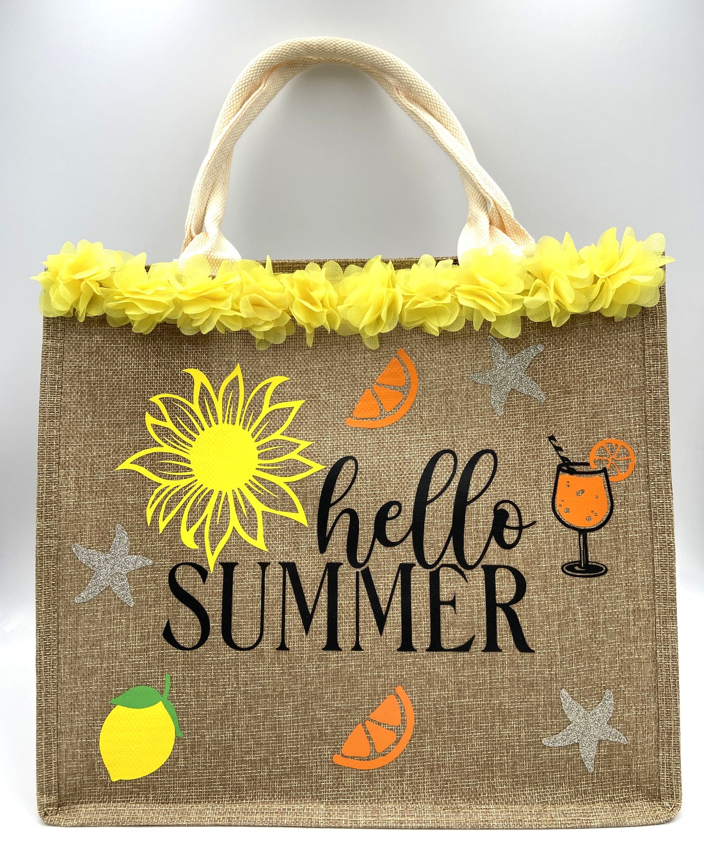 Borsa Mare in Iuta con Pochette Abbinata - Summer Vibes