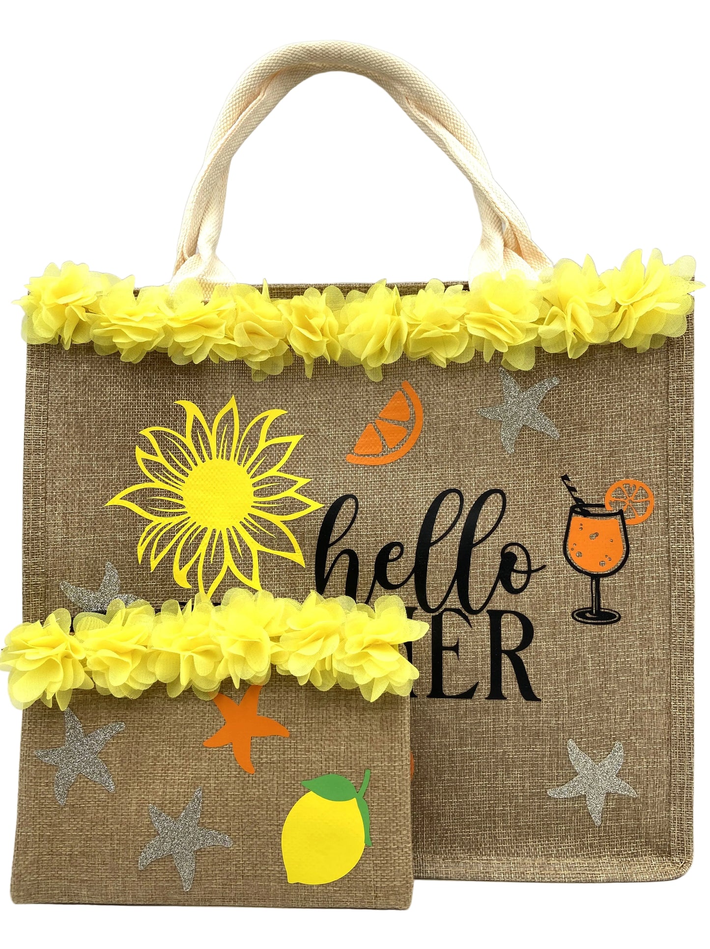 Borsa Mare in Iuta con Pochette Abbinata - Summer Vibes