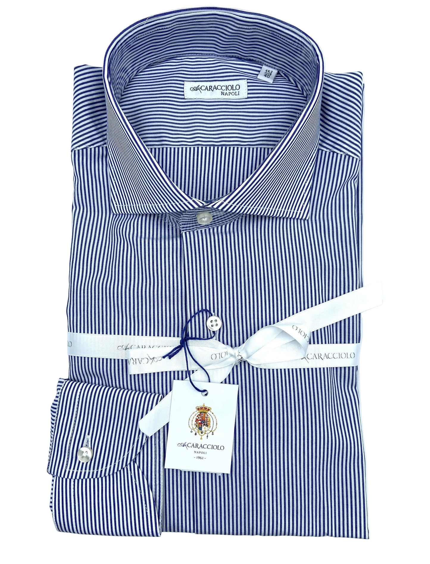 Camicia in 100% cotone - 1000 Righe Blu & Bianco | A. Caracciolo