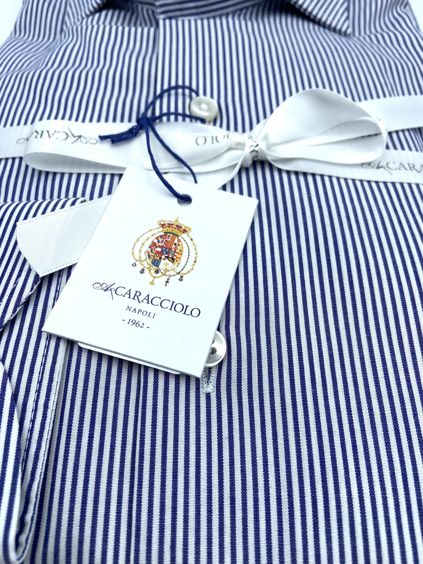 Camicia in 100% cotone - 1000 Righe Blu & Bianco | A. Caracciolo