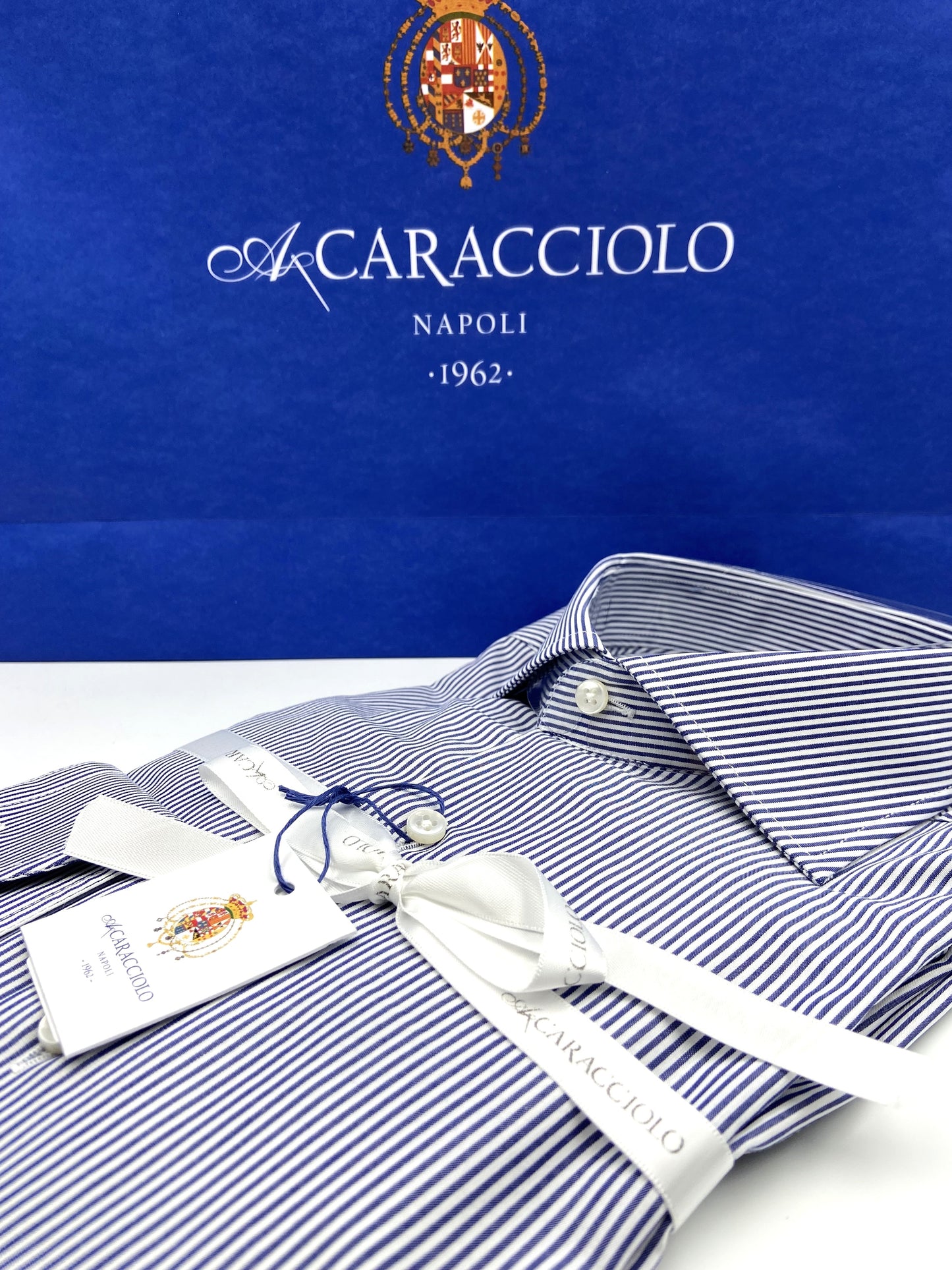 Camicia in 100% cotone - 1000 Righe Blu & Bianco | A. Caracciolo