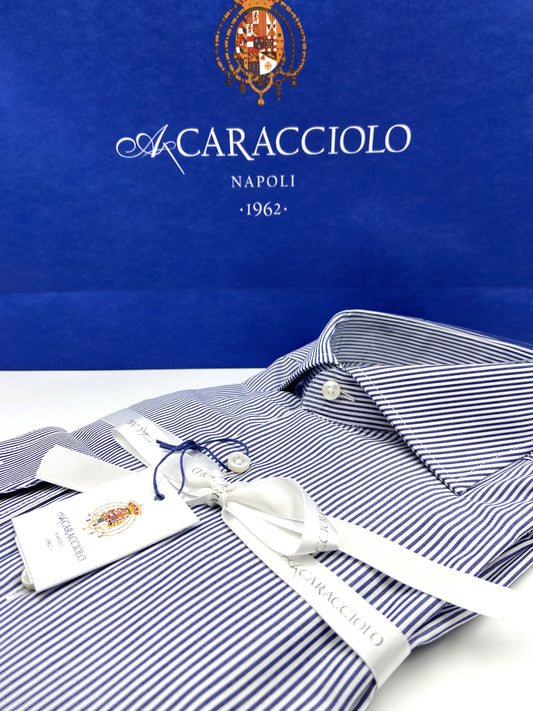 Camicia in 100% cotone - 1000 Righe Blu & Bianco | A. Caracciolo
