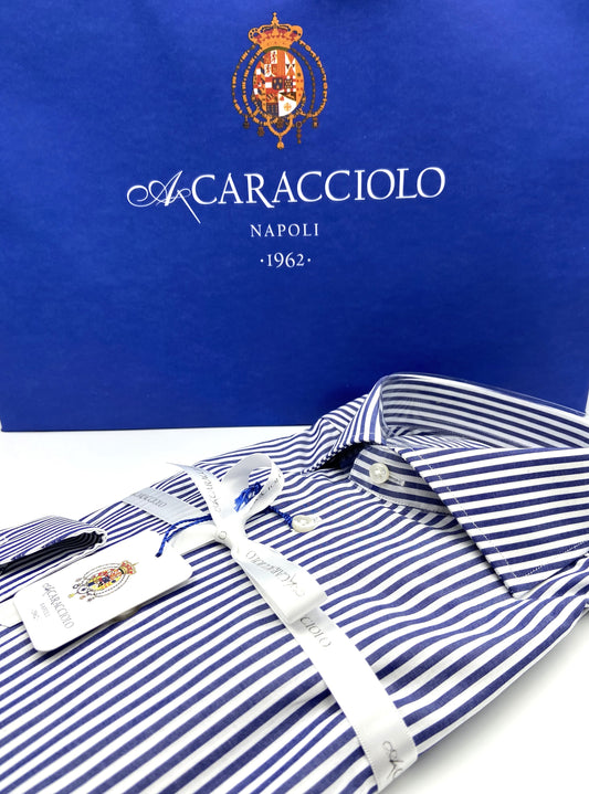 Camicia in 100% cotone - 500 Righe Blu & Bianco | A. Caracciolo