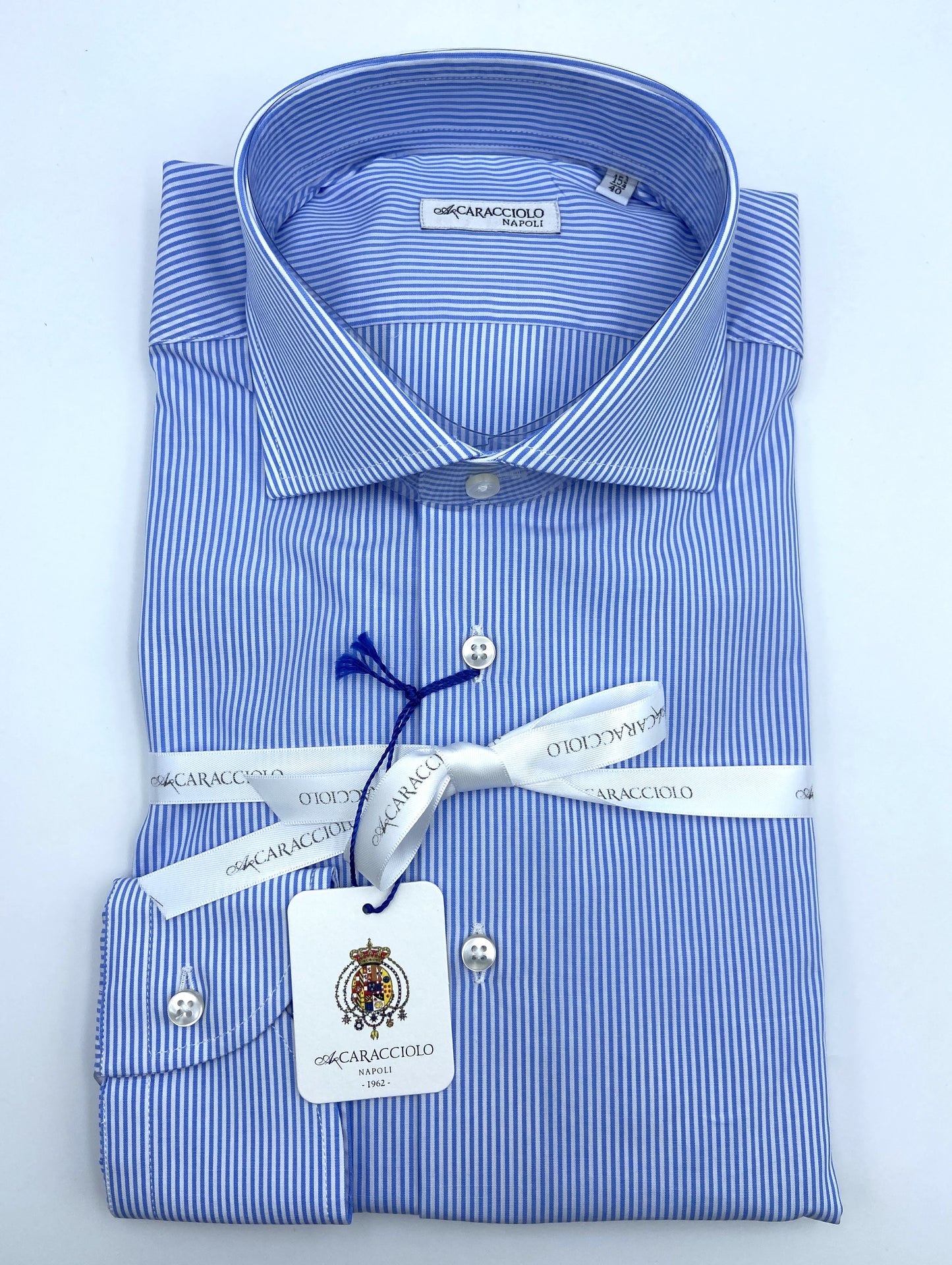Camicia in 100% cotone - 1000 Righe Celeste & Bianco | A. Caracciolo