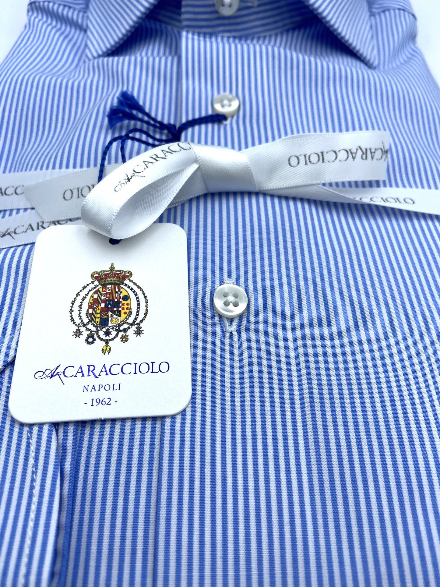 Camicia in 100% cotone - 1000 Righe Celeste & Bianco | A. Caracciolo