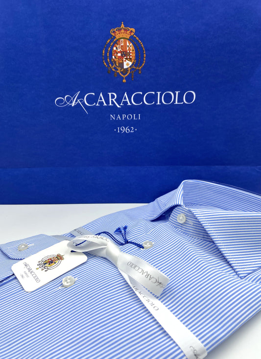 Camicia in 100% cotone - 1000 Righe Celeste & Bianco | A. Caracciolo